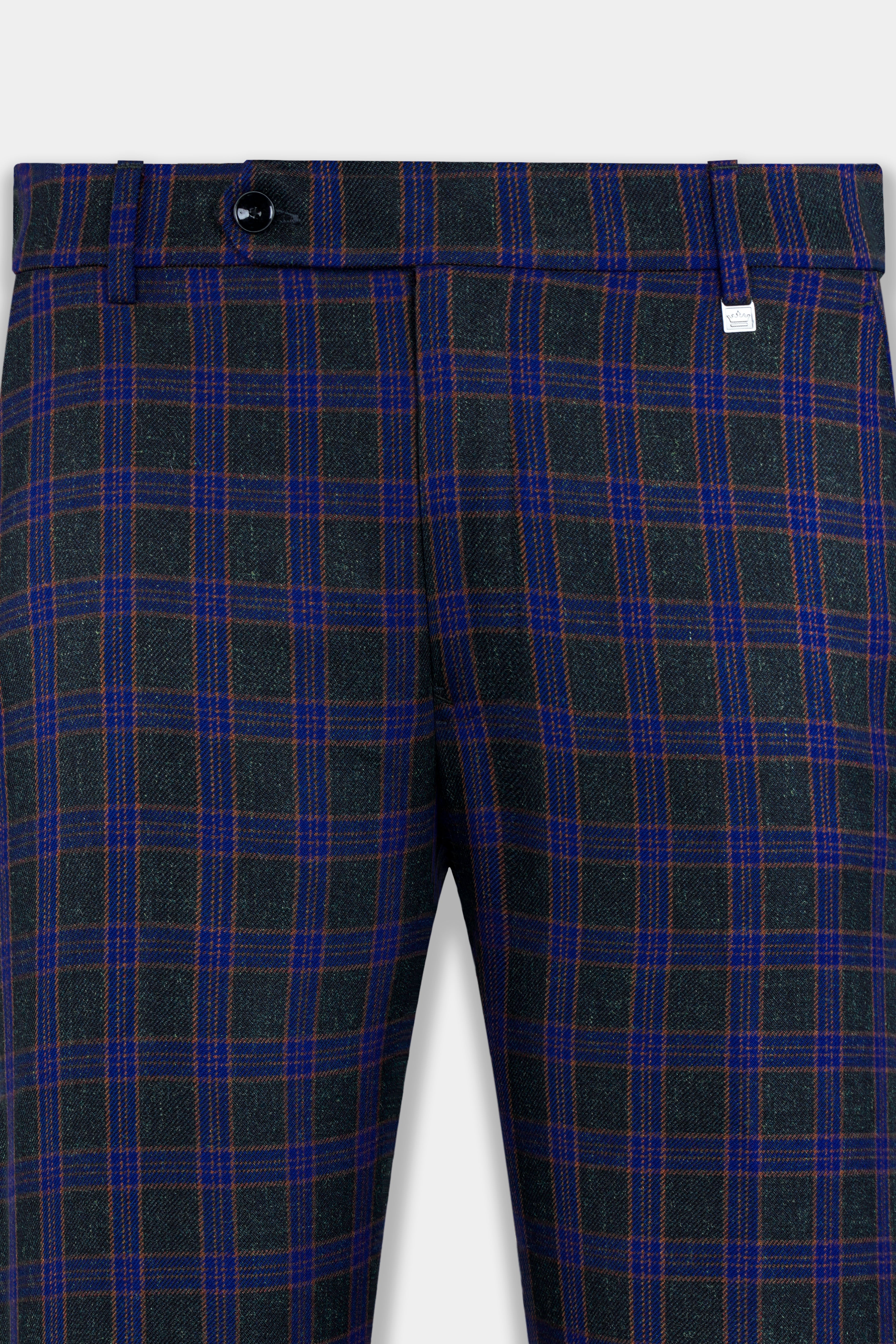 Blue and Piano Green Plaid Tweed Pant