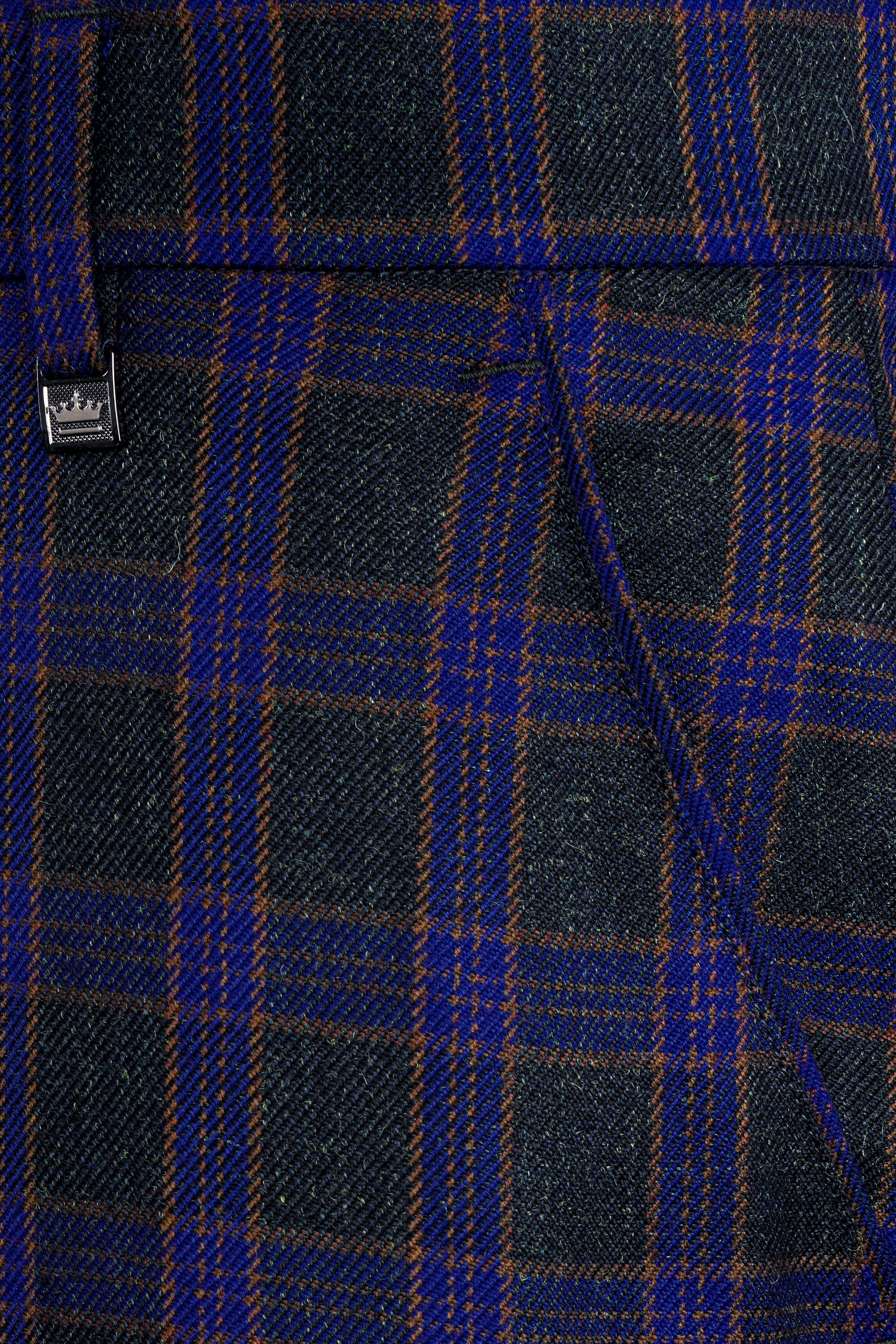 Blue and Piano Green Plaid Tweed Pant