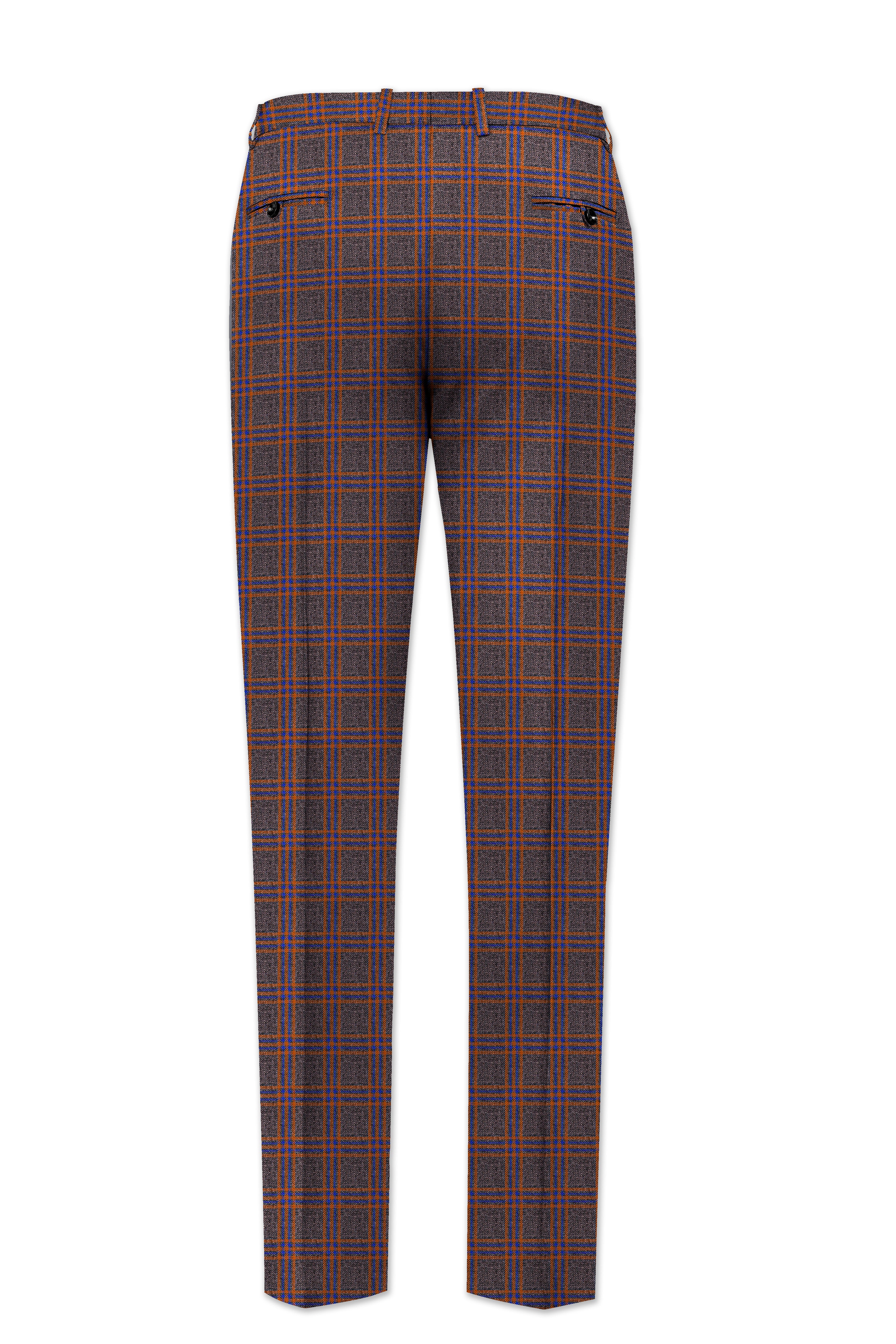 Emperor Gray and Russet Brown Plaid Tweed Pant
