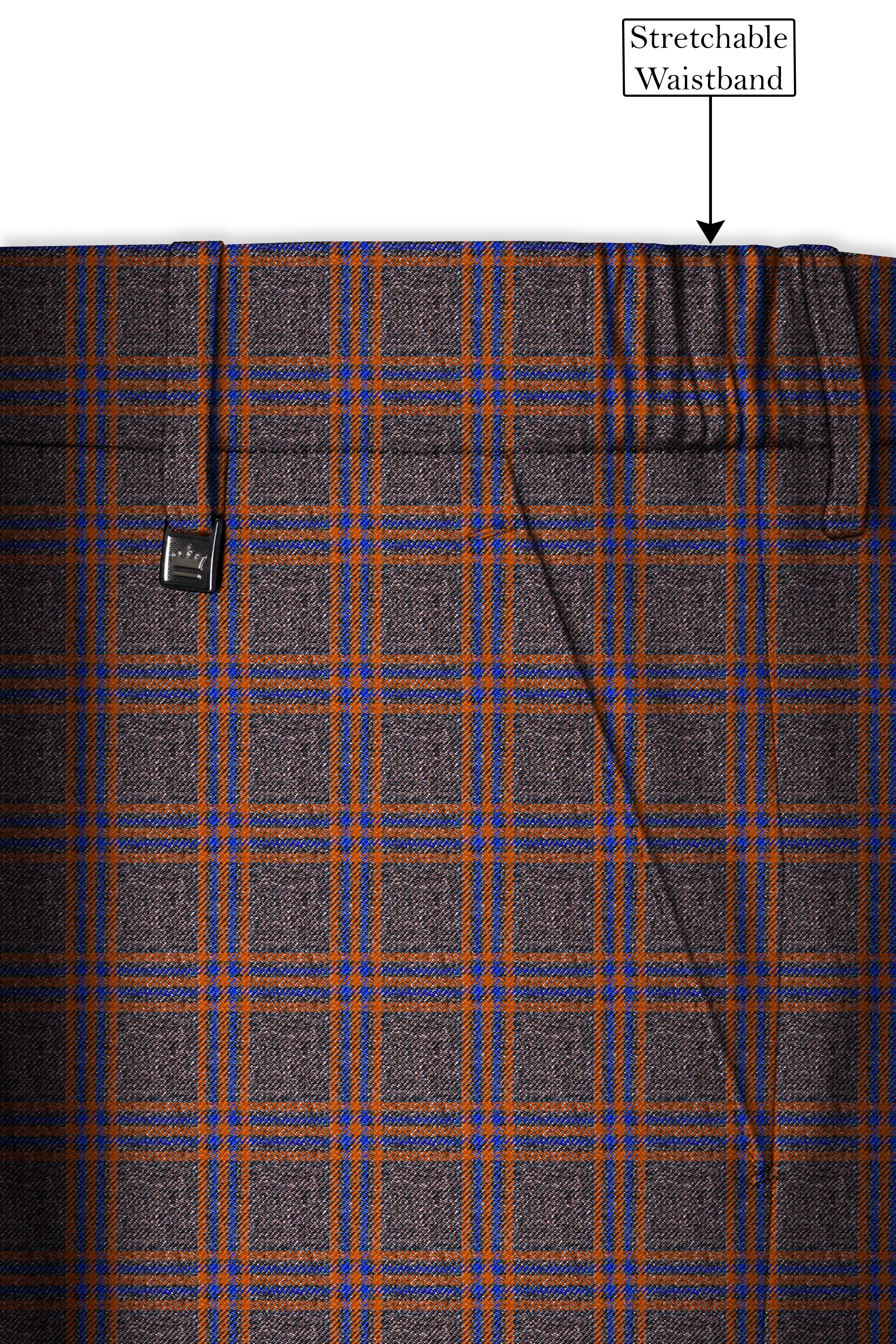 Emperor Gray and Russet Brown Plaid Tweed Pant