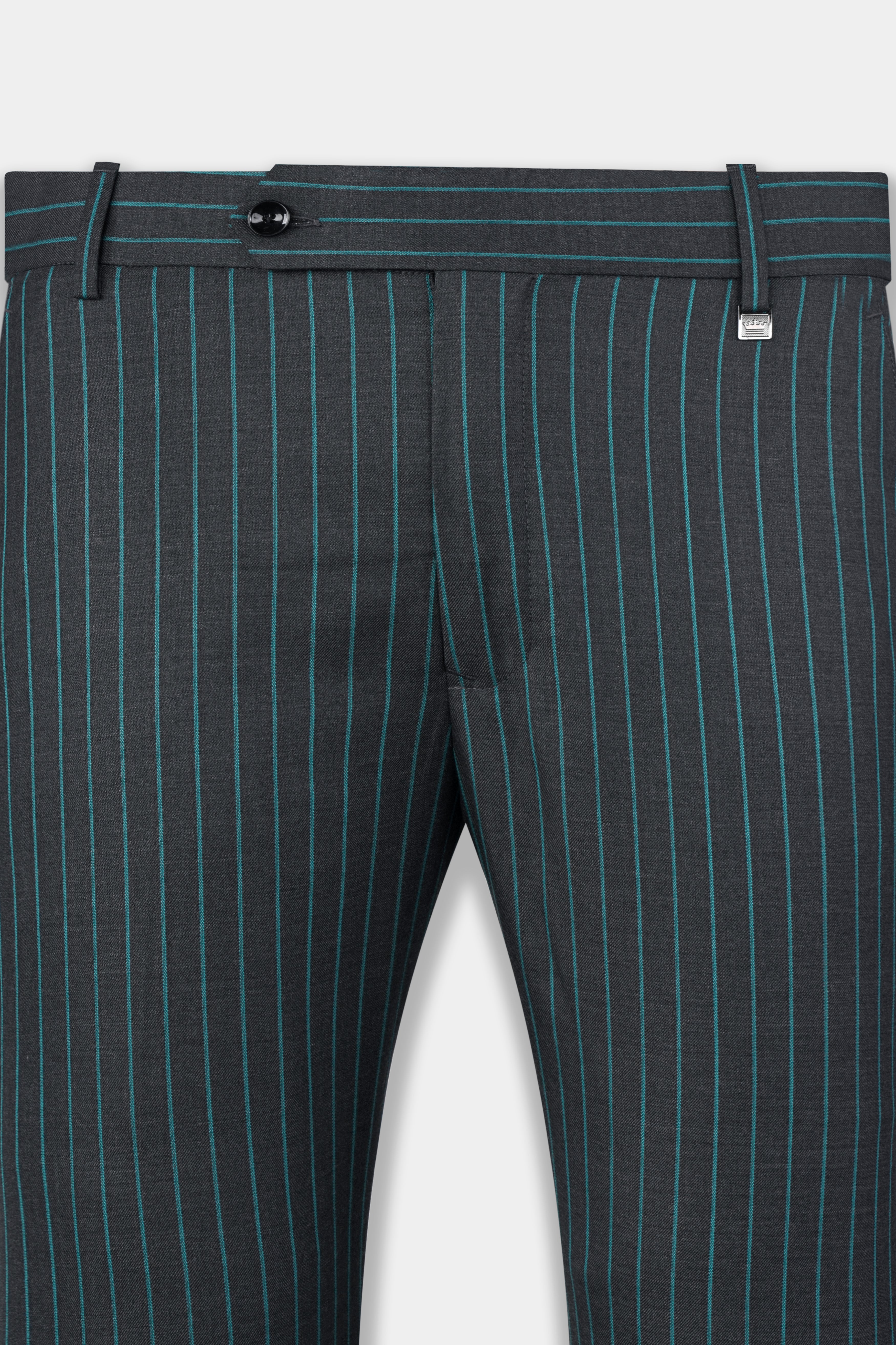 Gravel Gray and Lagoon Blue Striped Wool Rich Pant