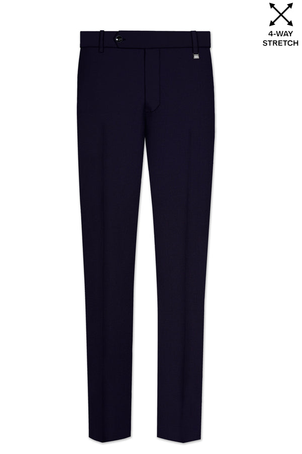 Vistaro-Korean Blue (The Best Blue We have) 4-Way Stretch Wool Rich Slight Stretch Waistband Pant