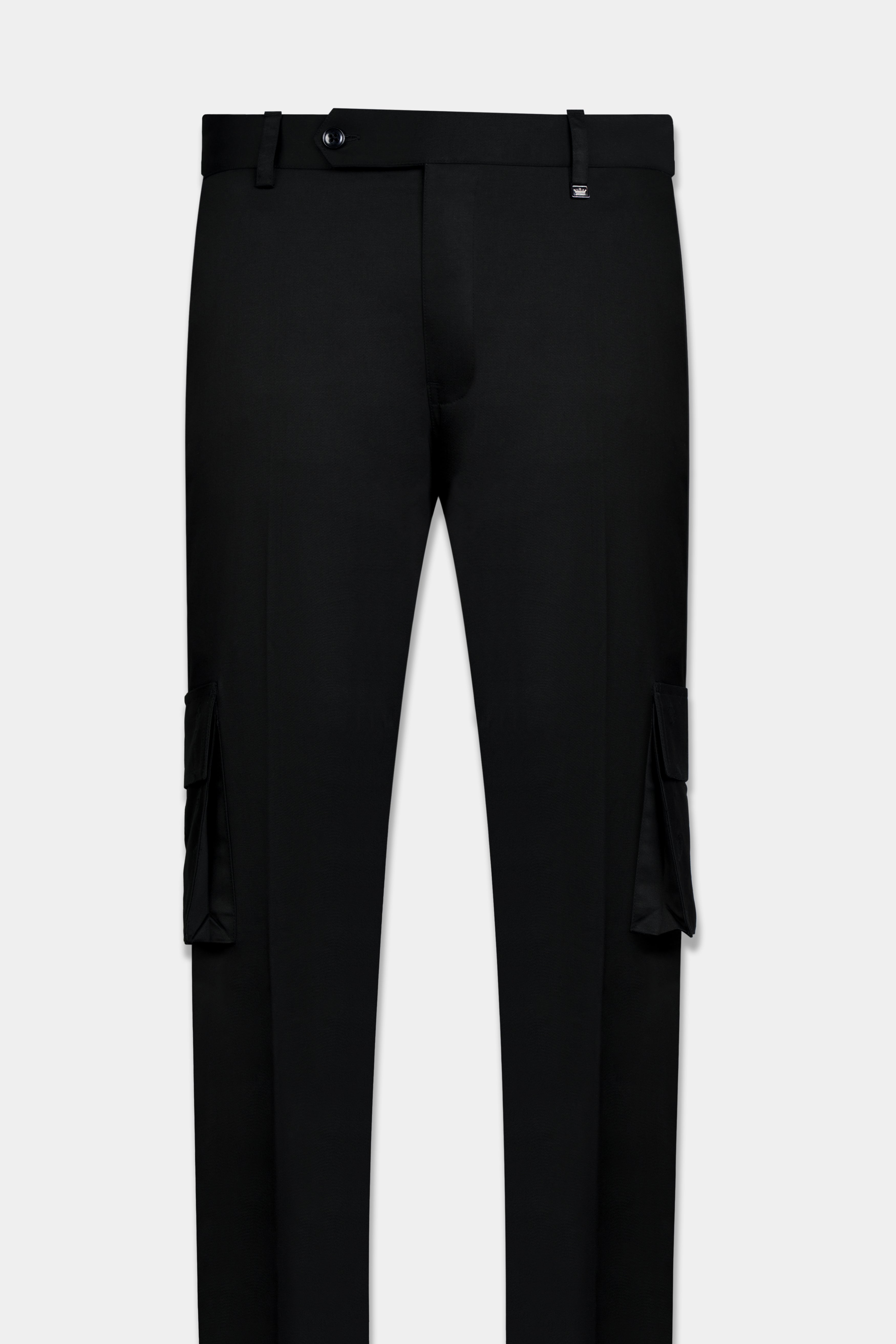 Jade Black Premium Cotton Cargo Designer Pant with Embroidered Pockets