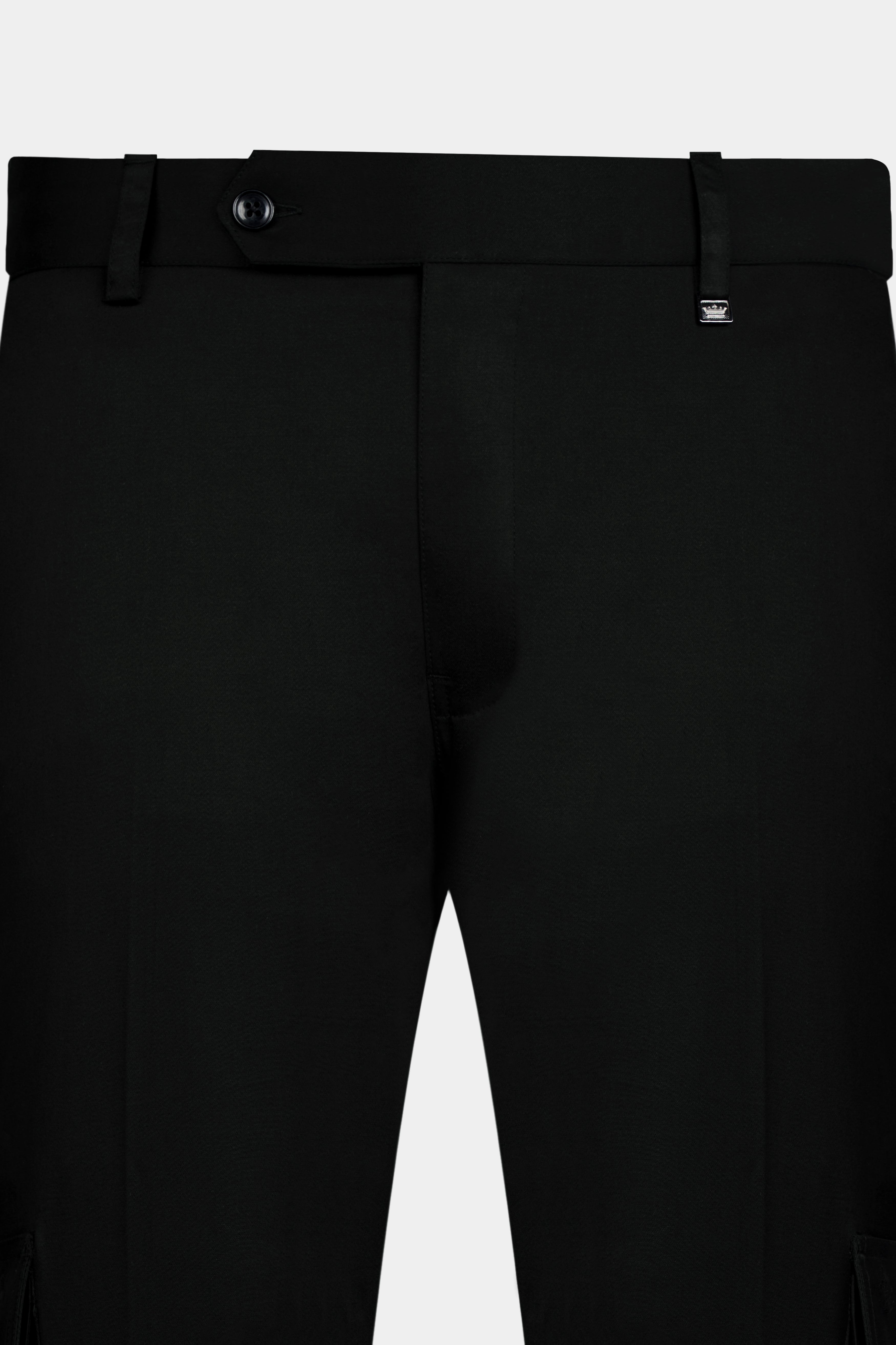 Jade Black Premium Cotton Cargo Designer Pant with Embroidered Pockets