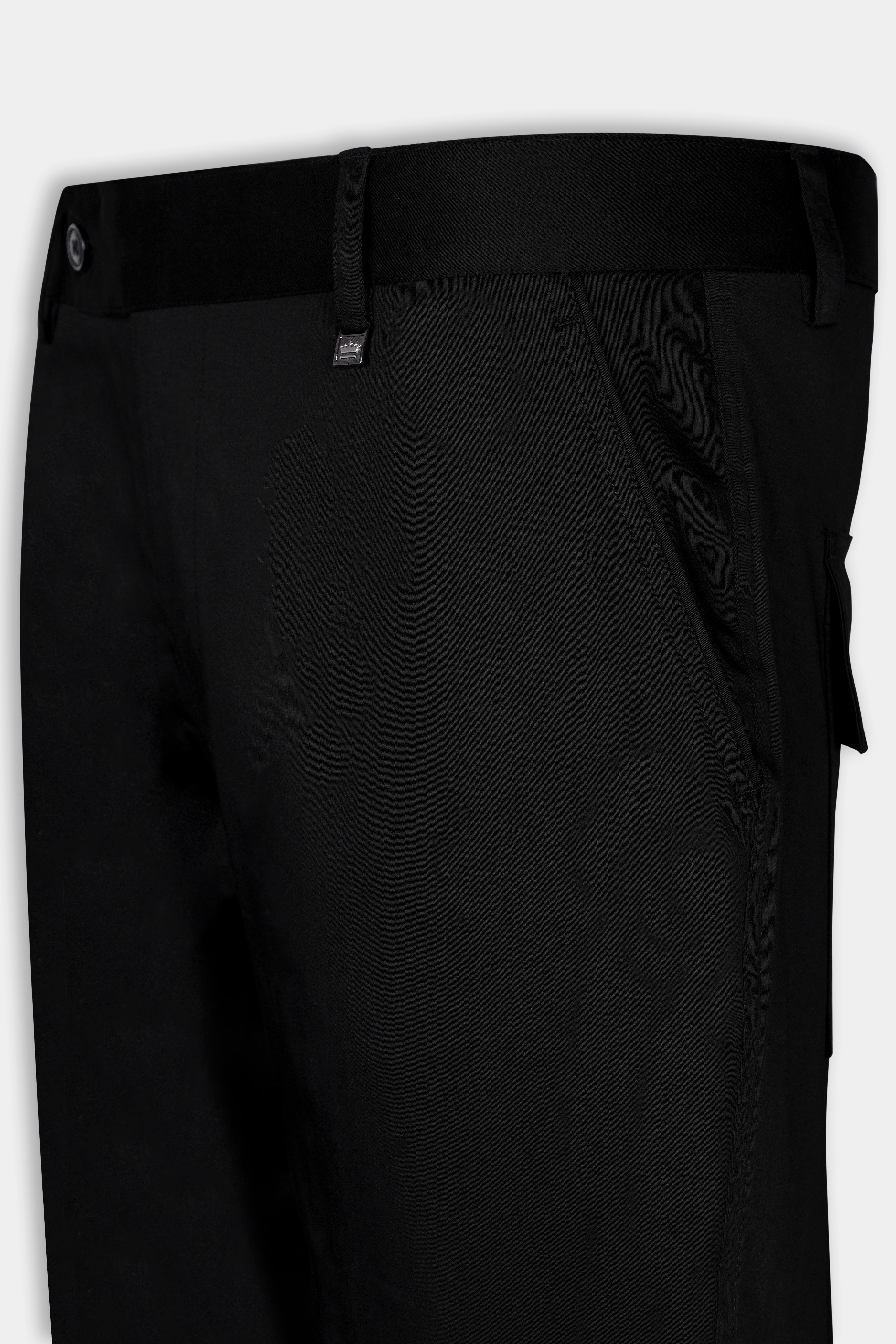 Jade Black Premium Cotton Cargo Designer Pant with Embroidered Pockets