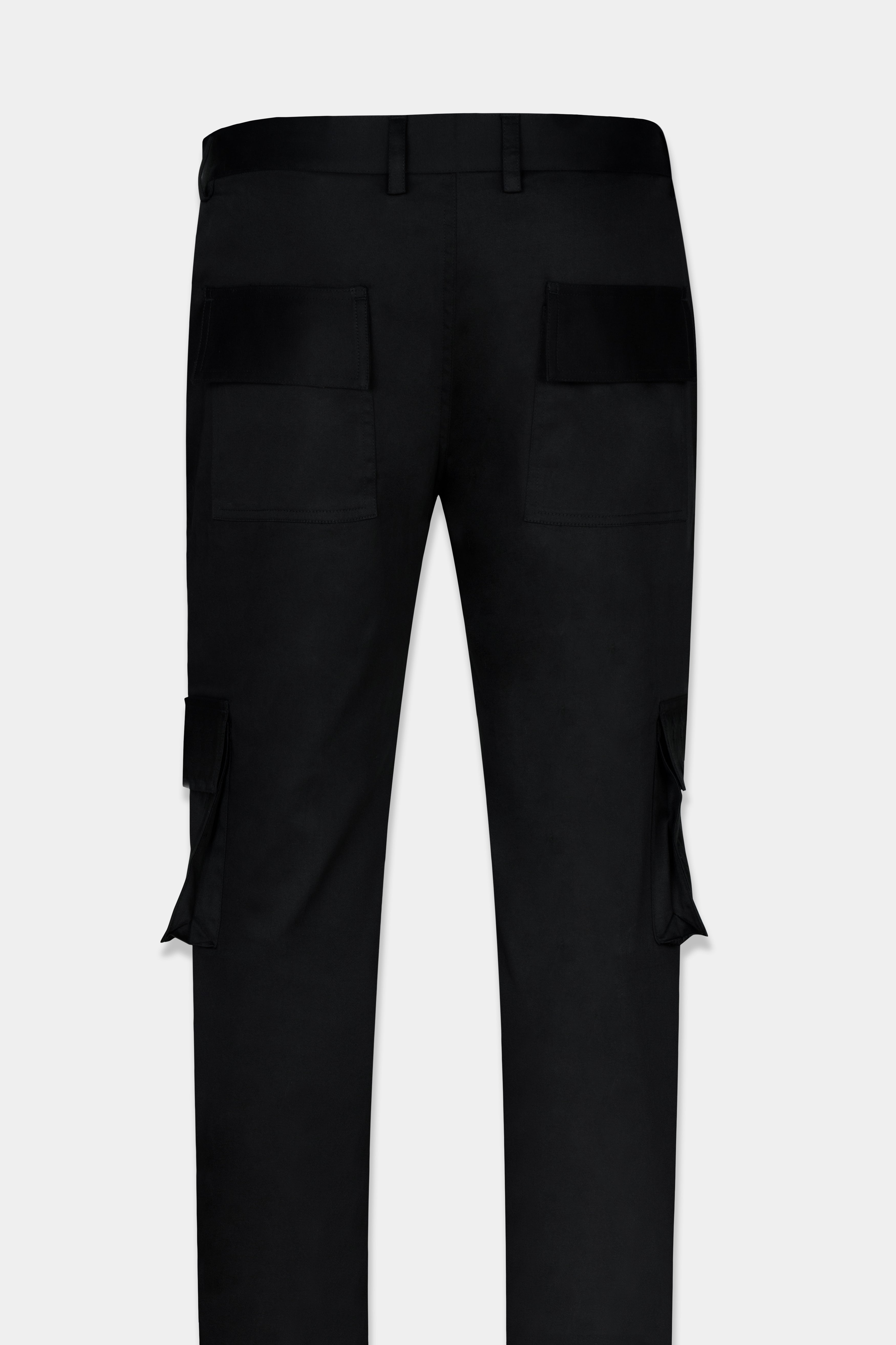 Jade Black Premium Cotton Cargo Designer Pant with Embroidered Pockets