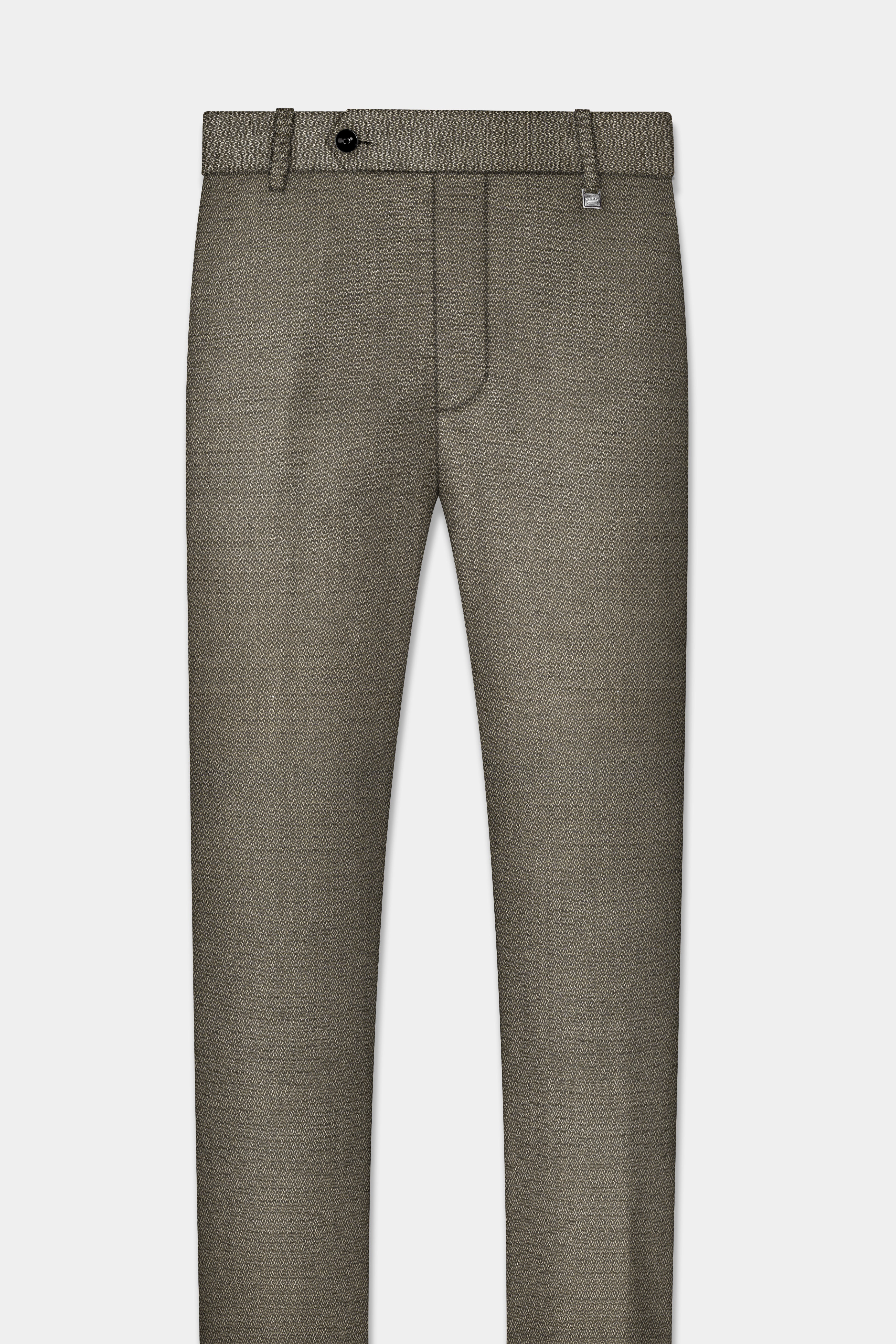 Wenge Brown Dobby Textured wool blend Pant