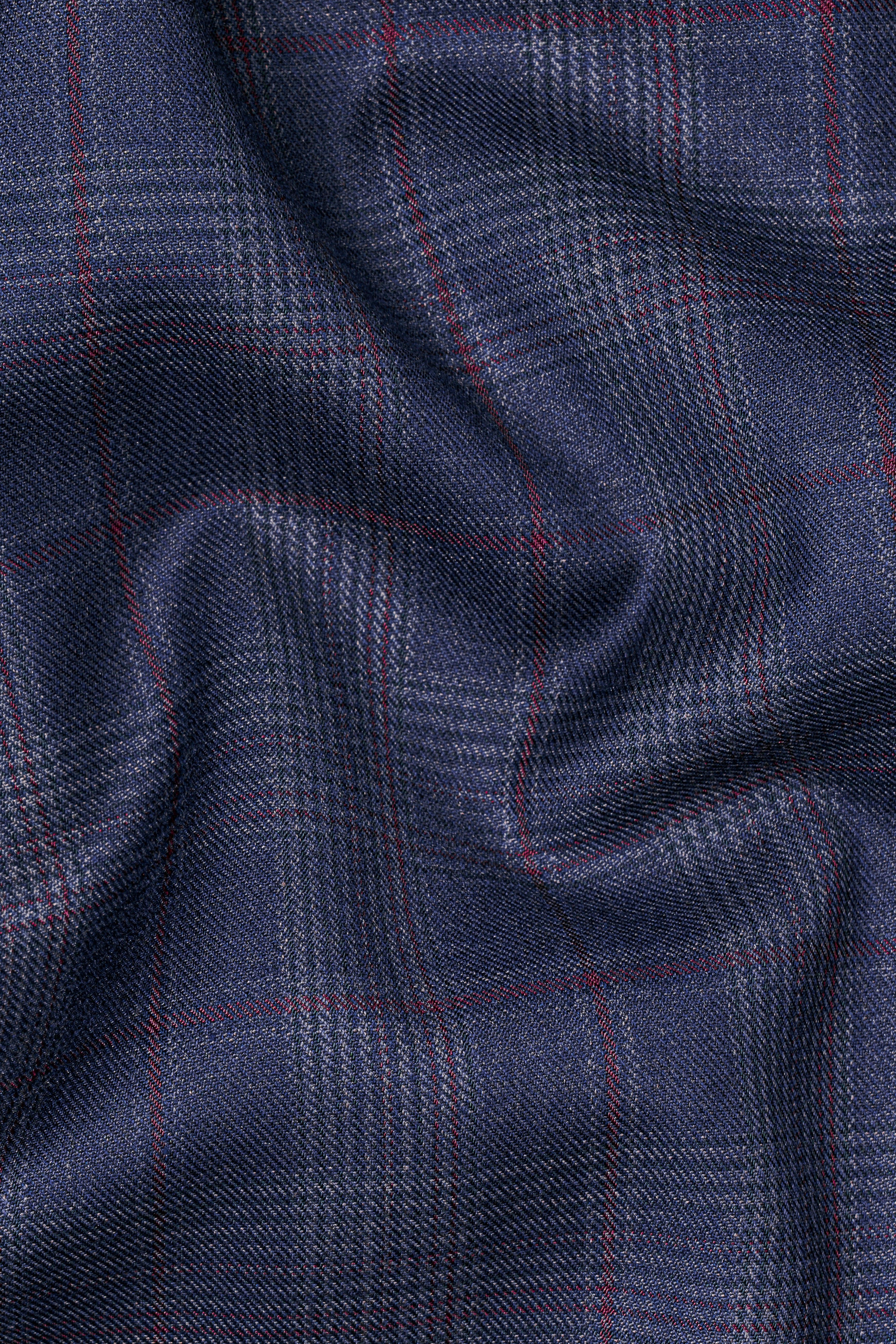Tuna Blue Checkered Wool Blend Pant