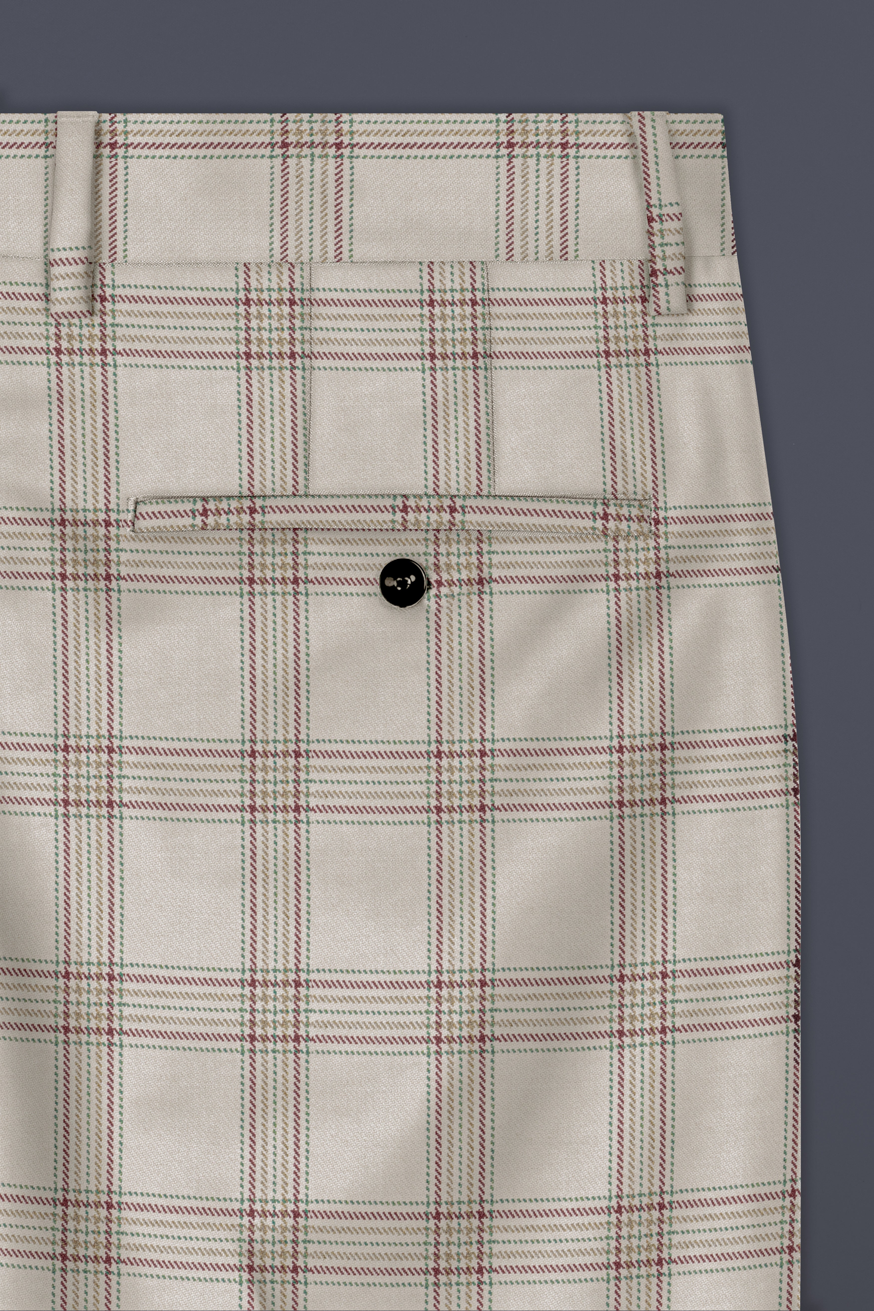 Swirl Cream with Maroon and Green windowpane Tweed Pant