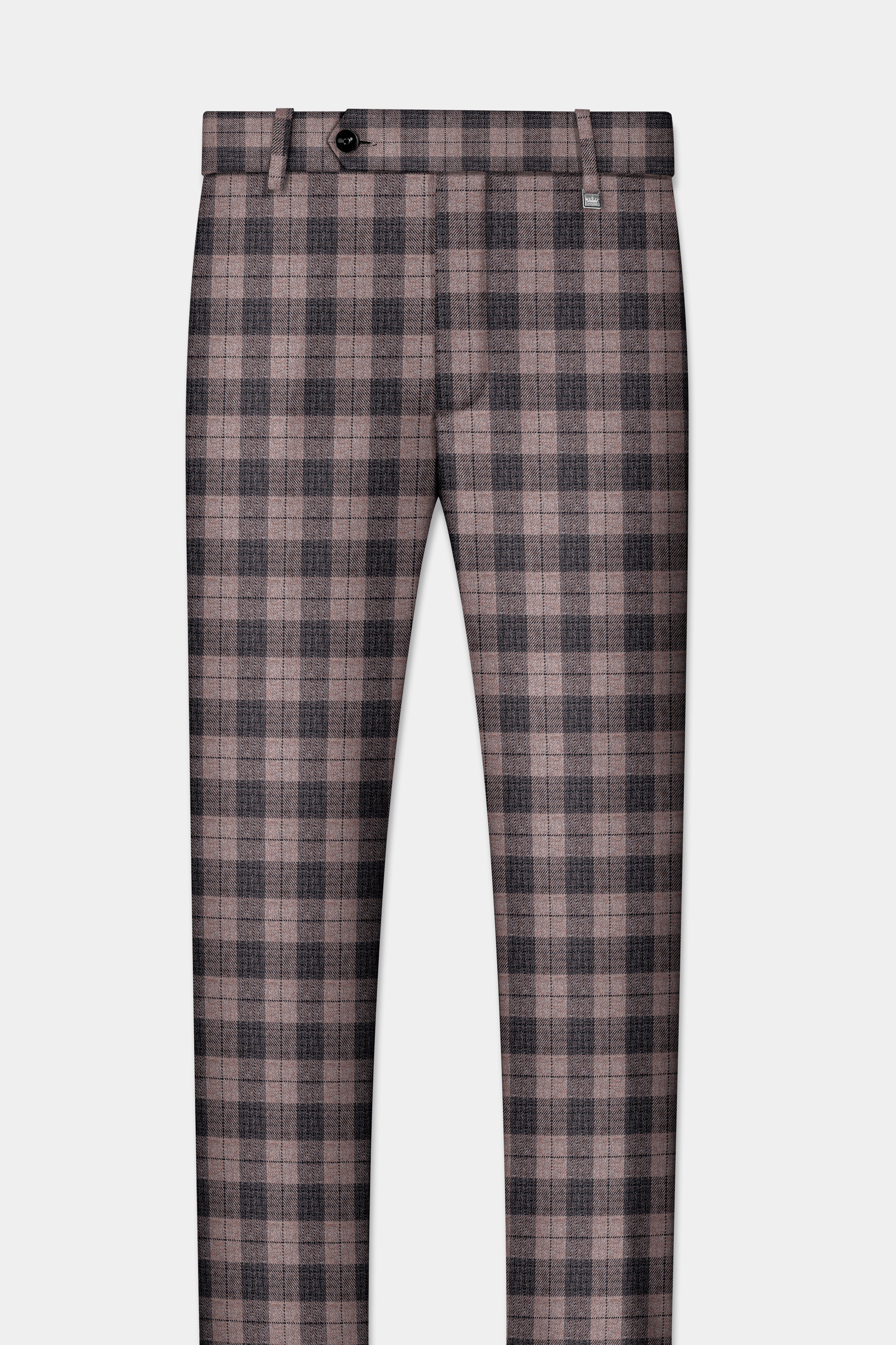 Vampire Brown Checks Plaid Tweed Pant