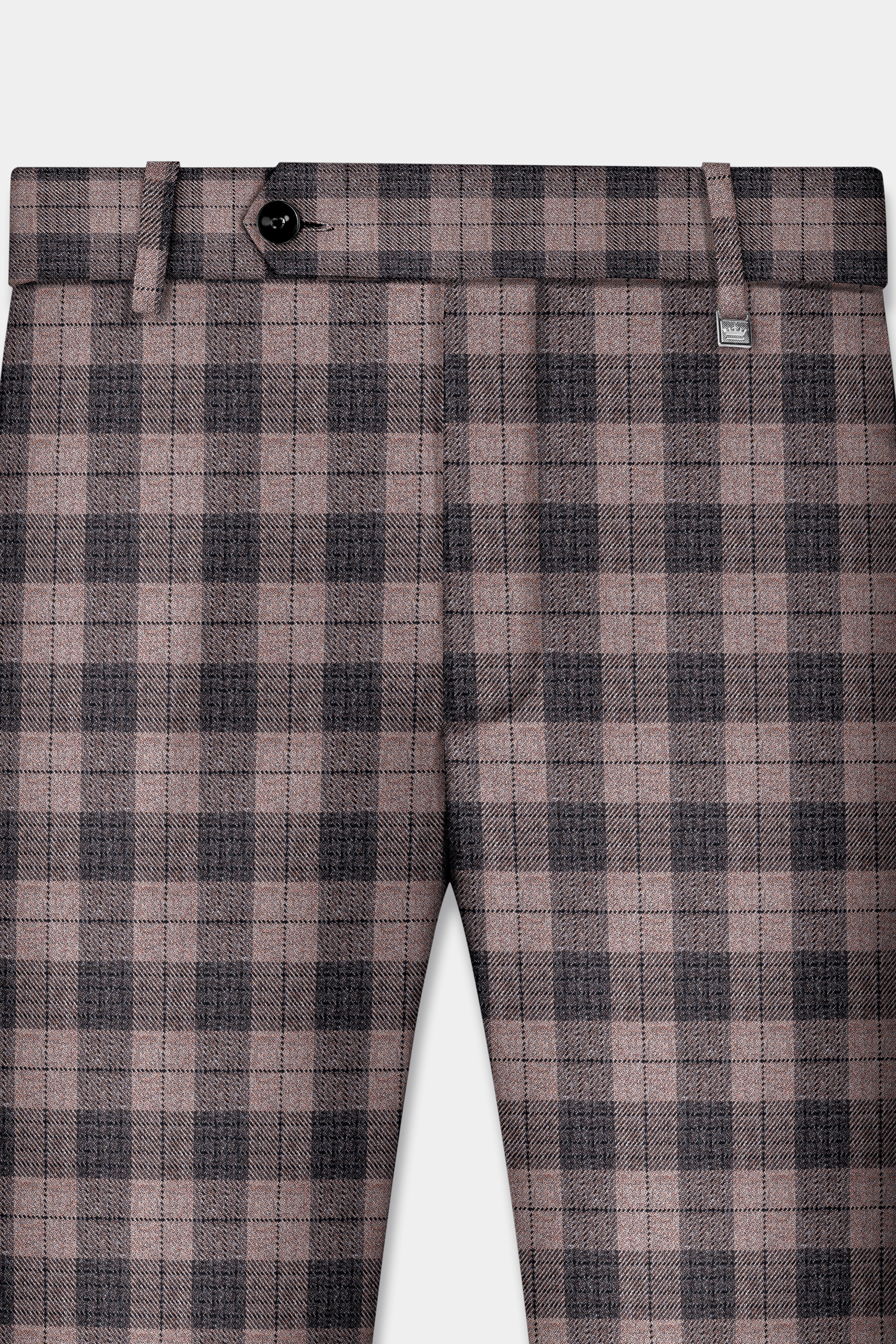 Vampire Brown Checks Plaid Tweed Pant