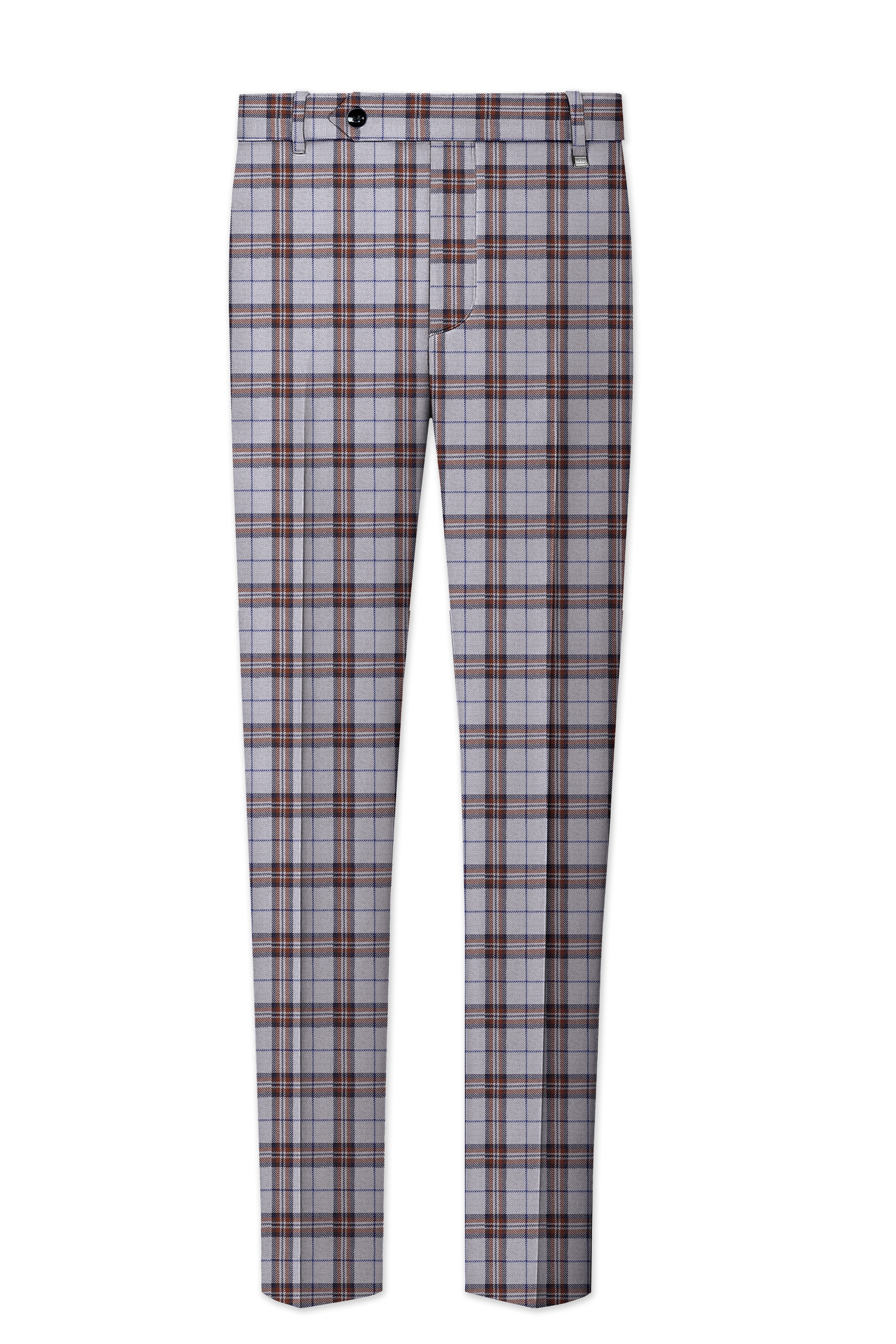 Cadet Gray with Maroon and Blue Plaid Tweed Pant