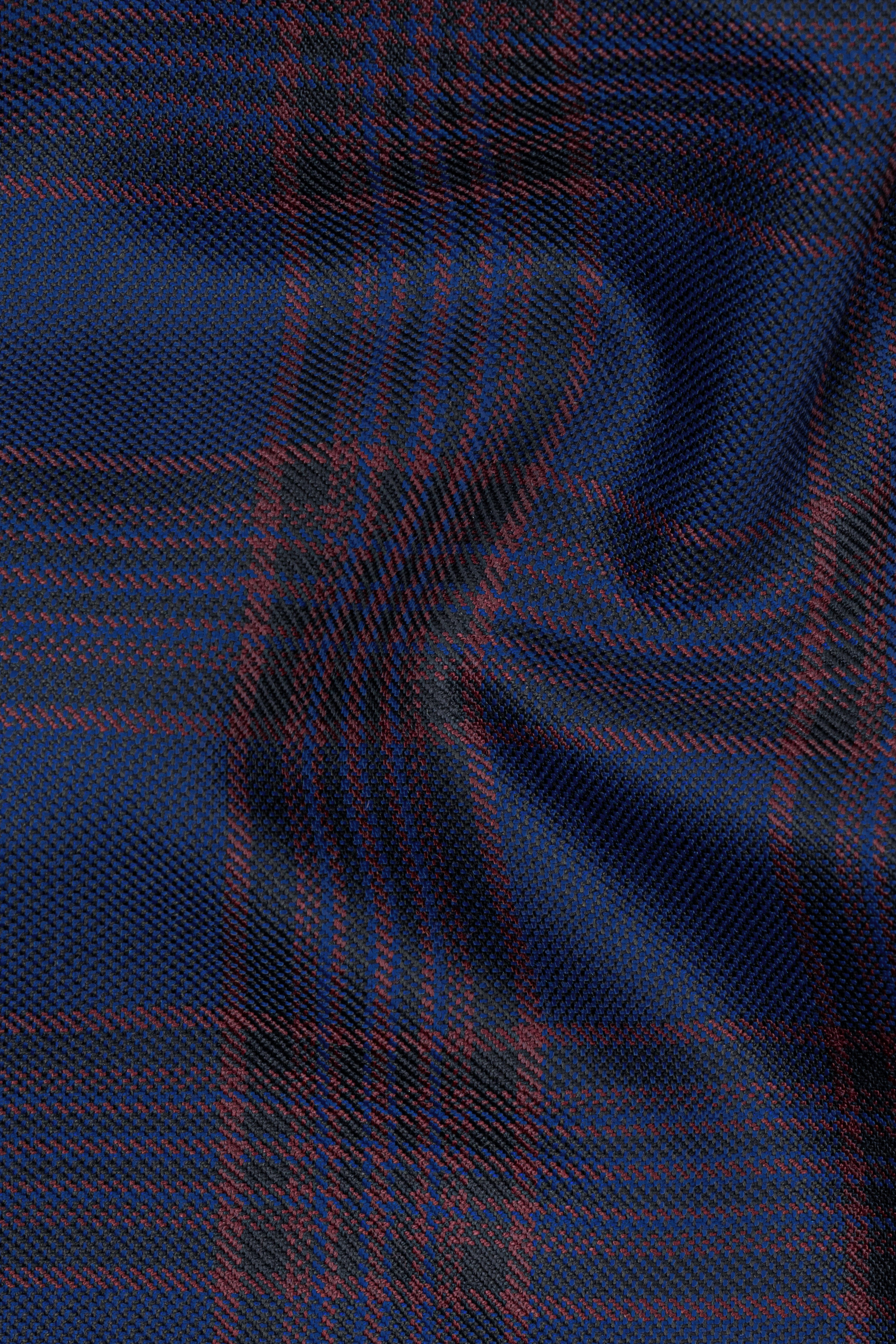 Bunting Blue with Livid Brown Plaid Wool Blend Pant