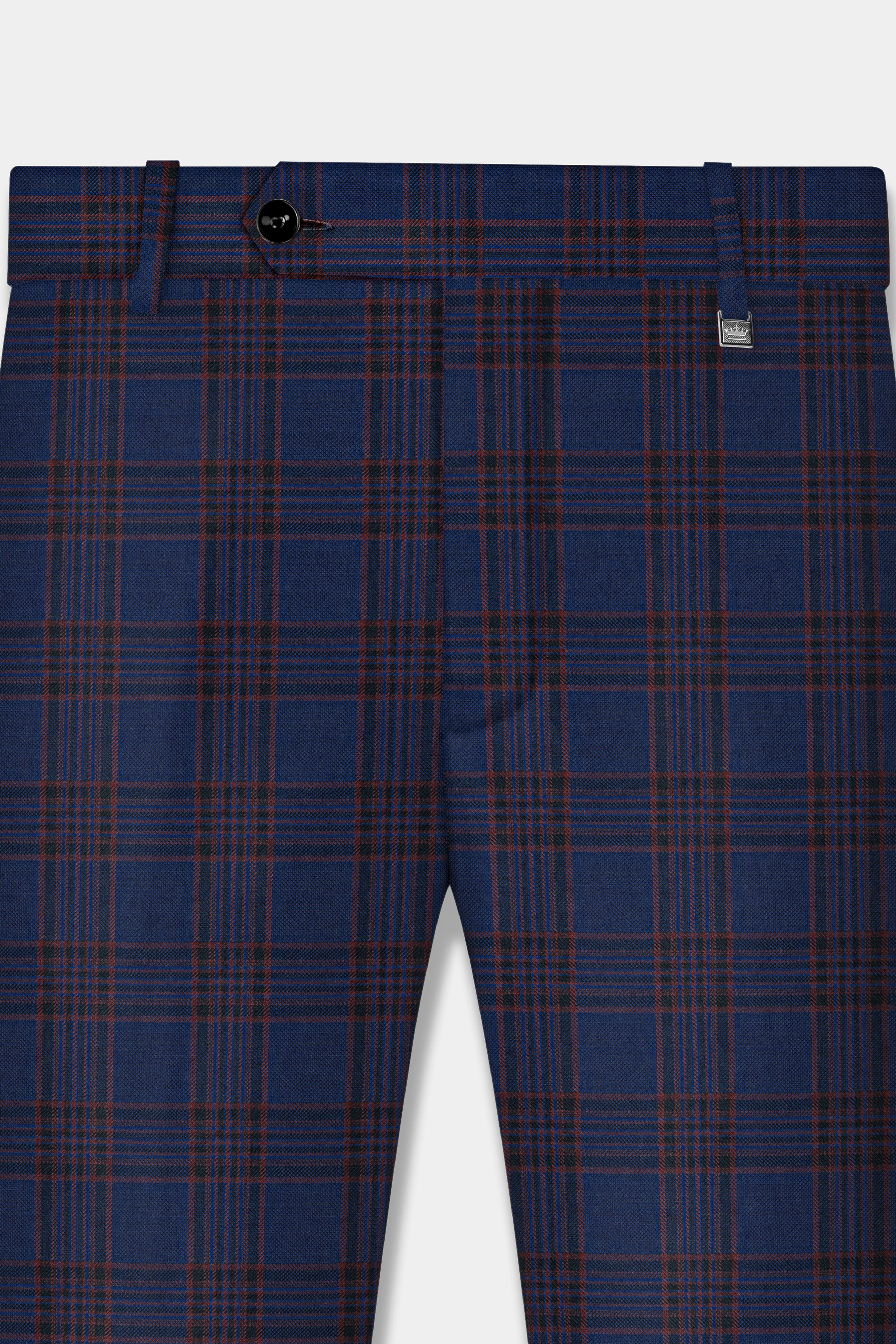 Bunting Blue with Livid Brown Plaid Wool Blend Pant