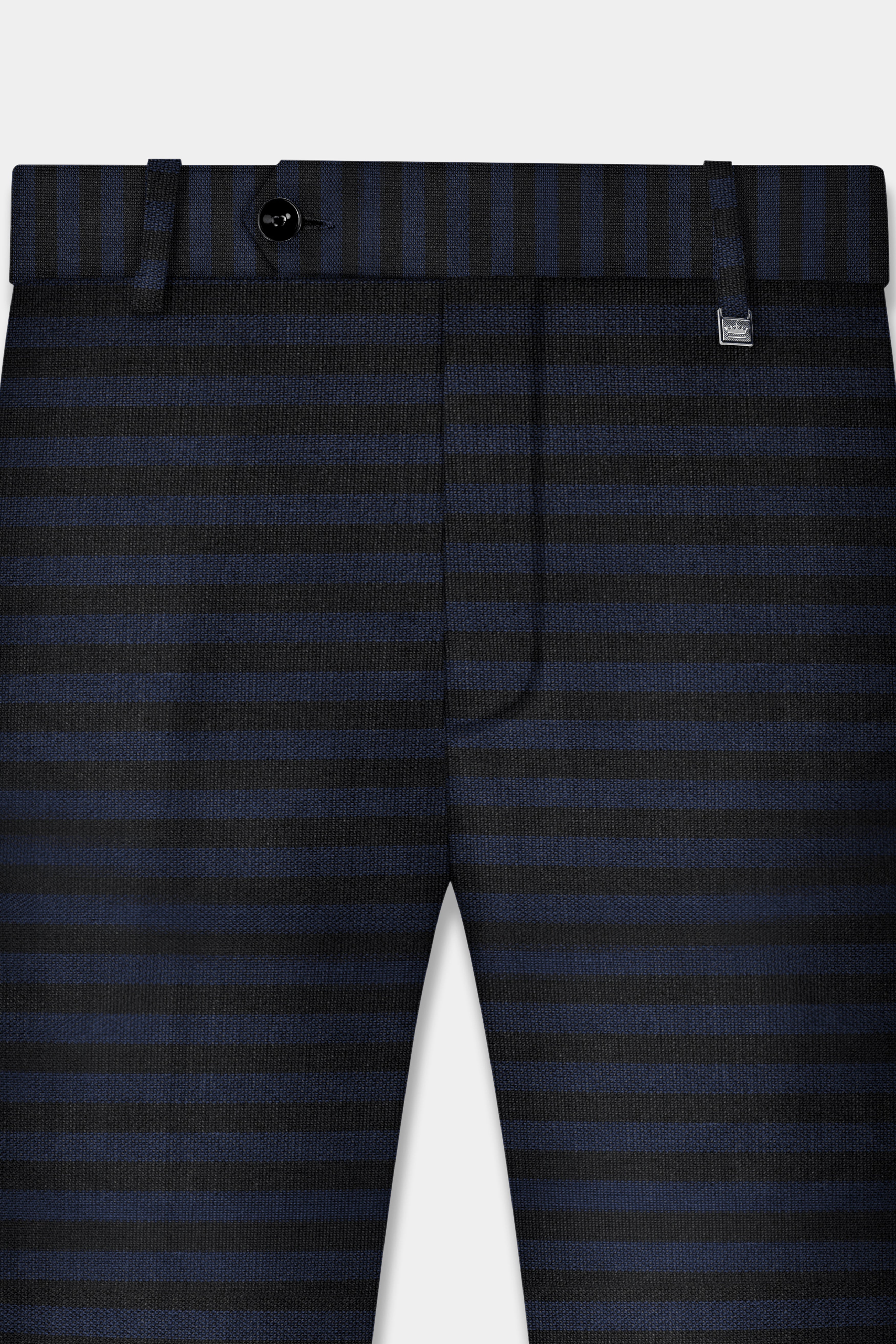 Mirage Blue and Black Striped Wool Blend Pant