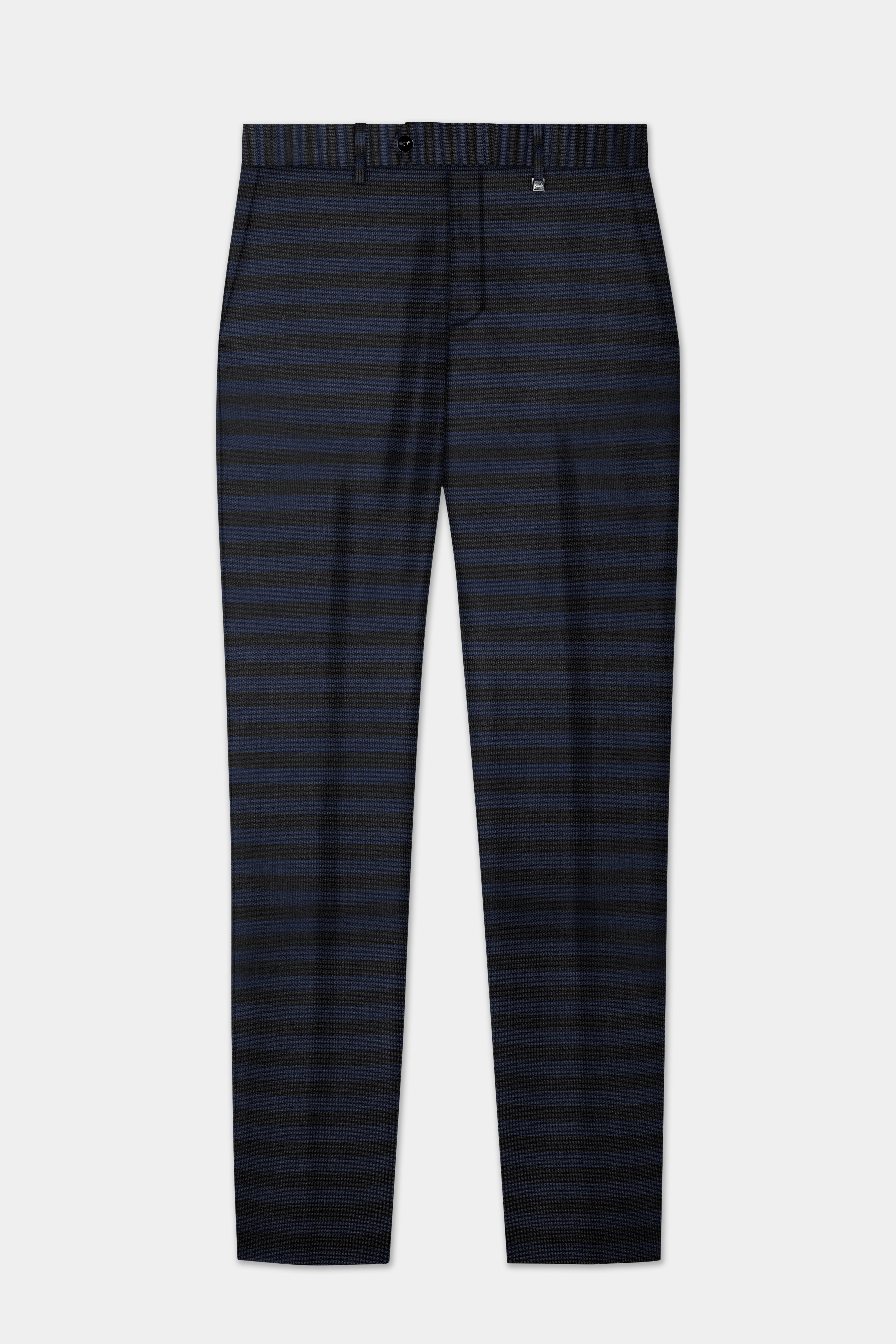 Mirage Blue and Black Striped Wool Blend Pant