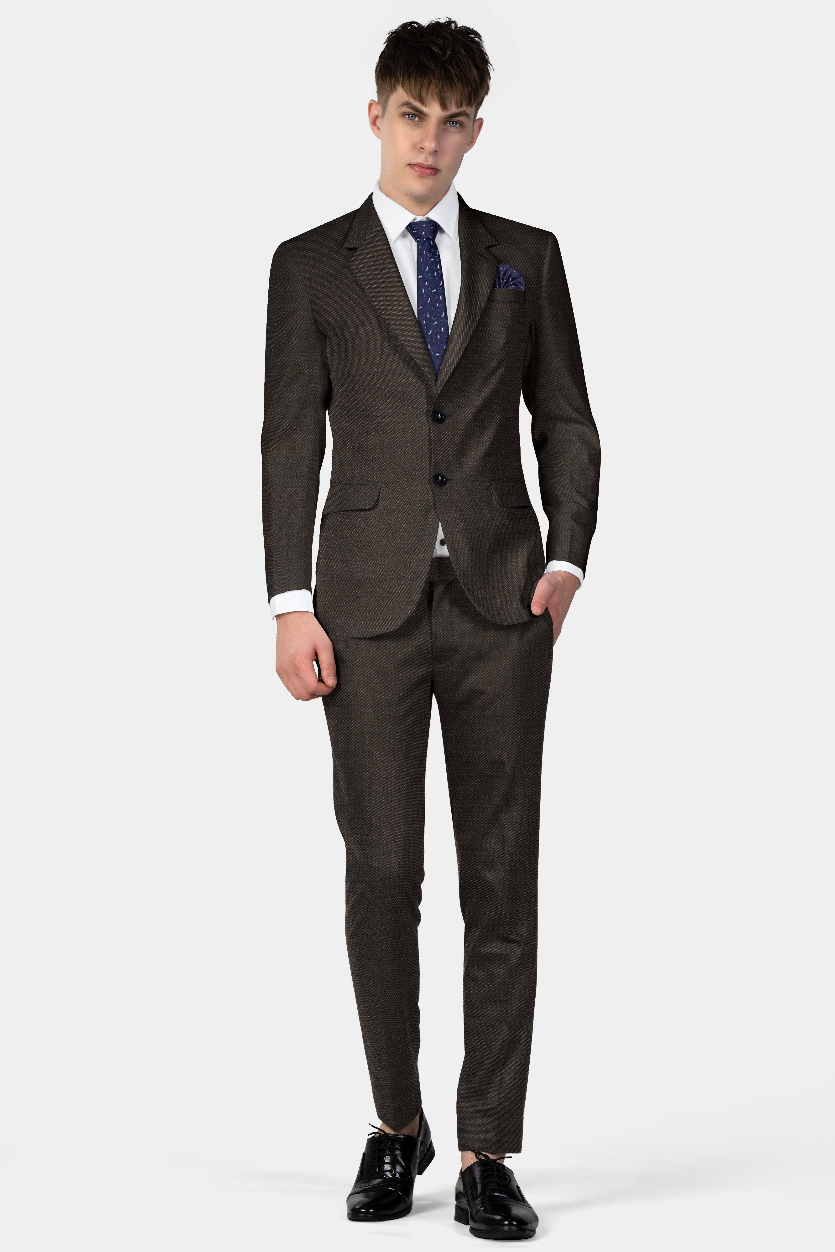 Eclipse Brown Textured Wool Blend Pant