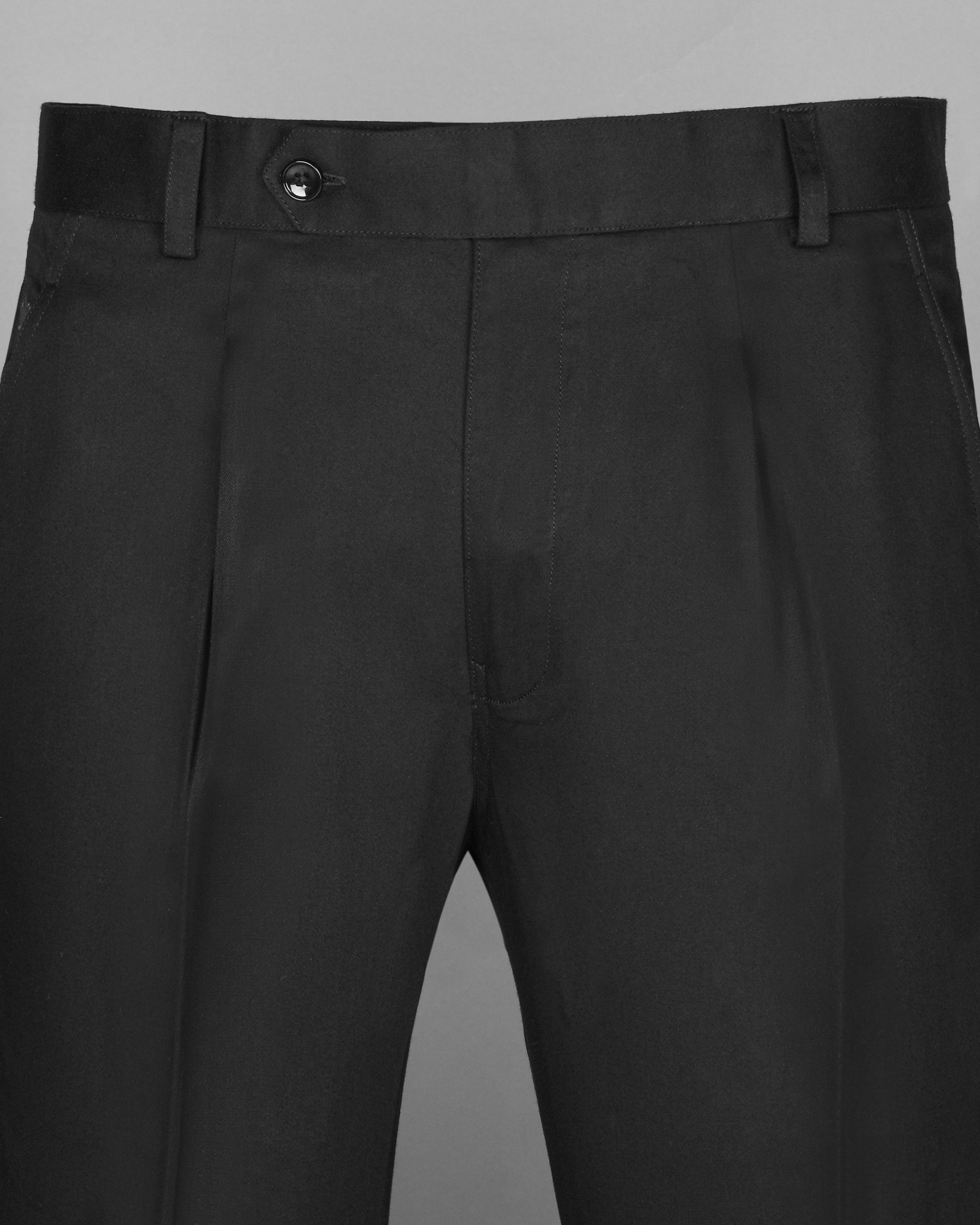 Jet Black Stretchable Subtle Sheen Formal Pant