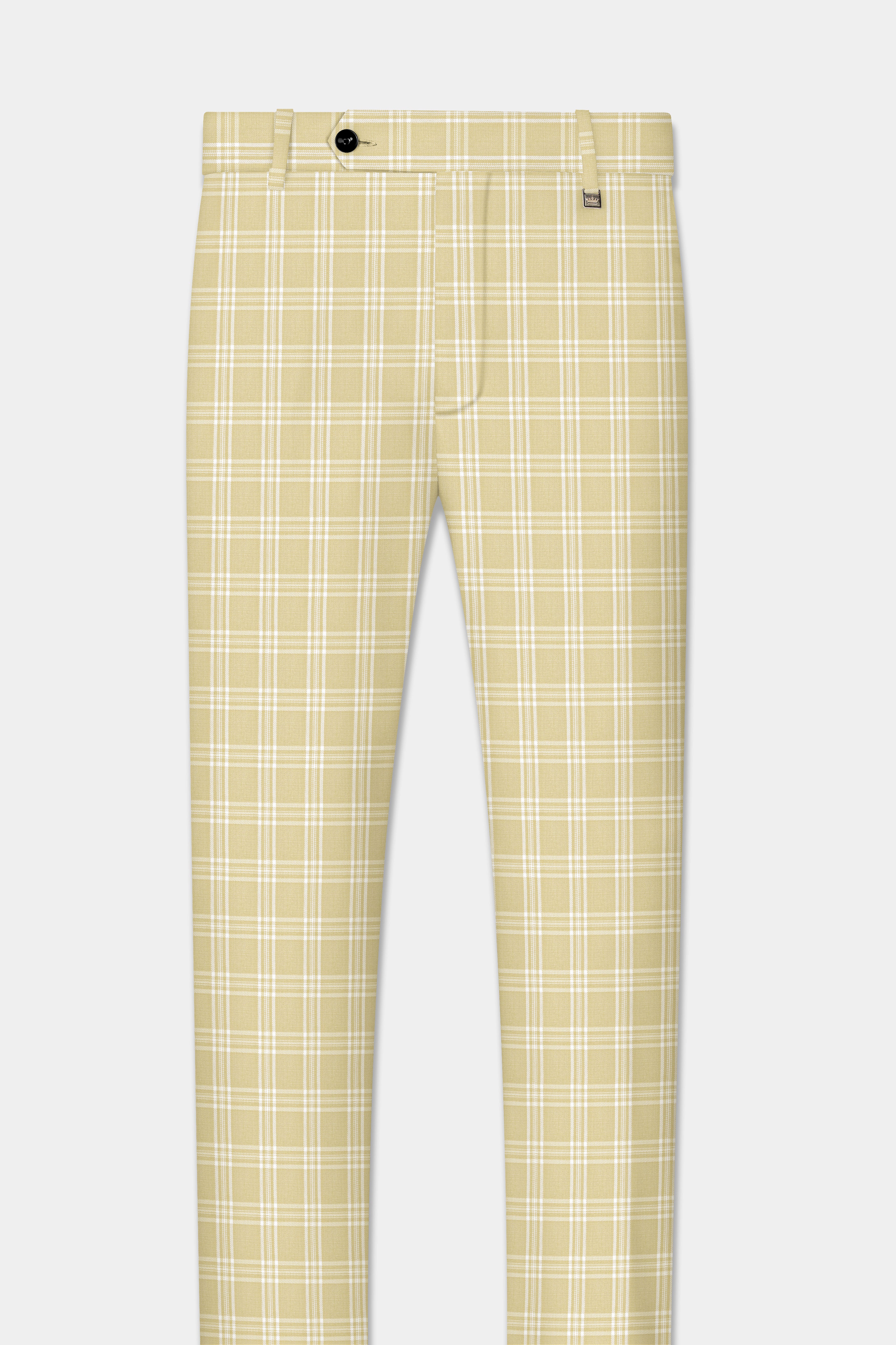 Desert Sand Cream Plaid Wool Blend Pant