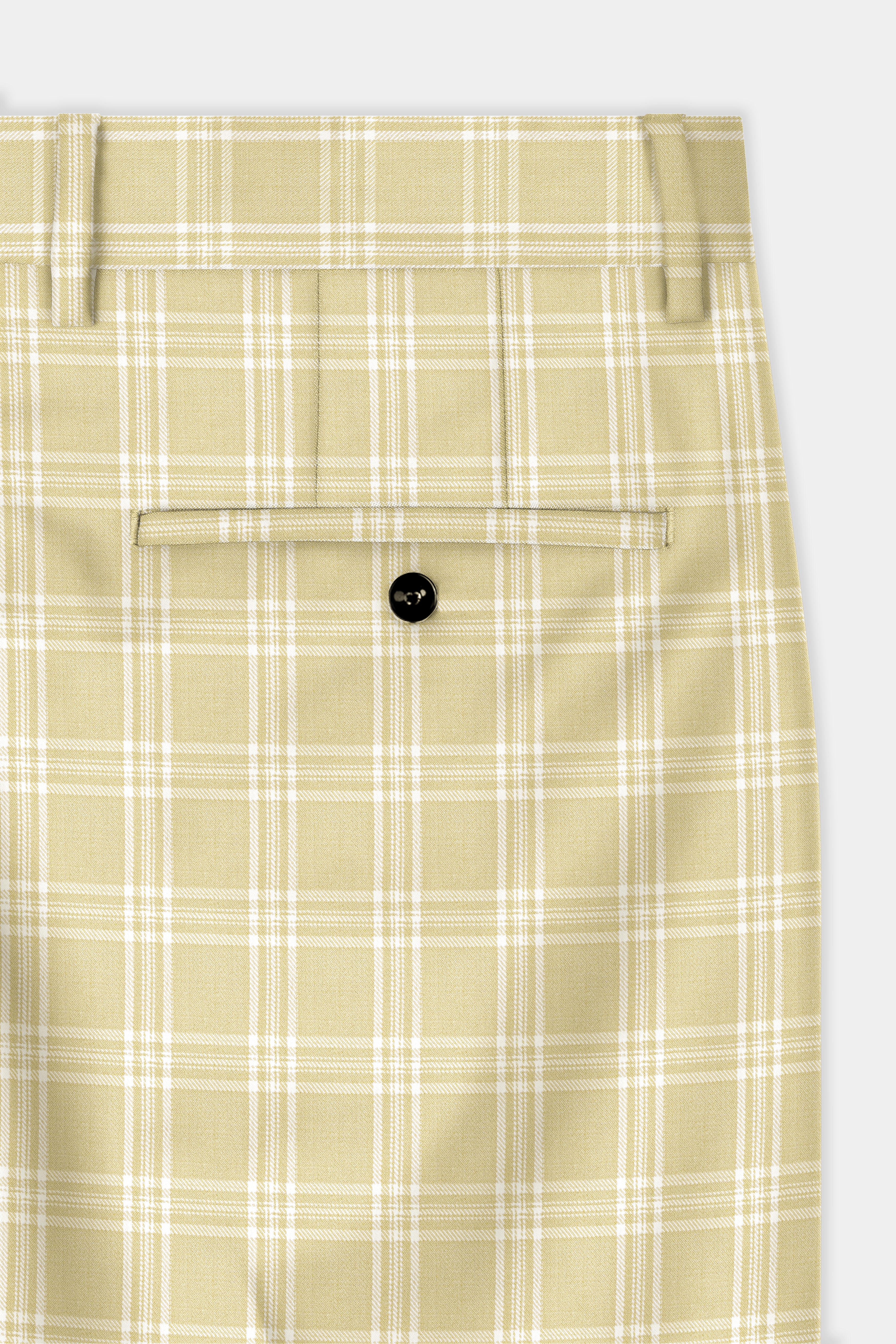 Desert Sand Cream Plaid Wool Blend Pant