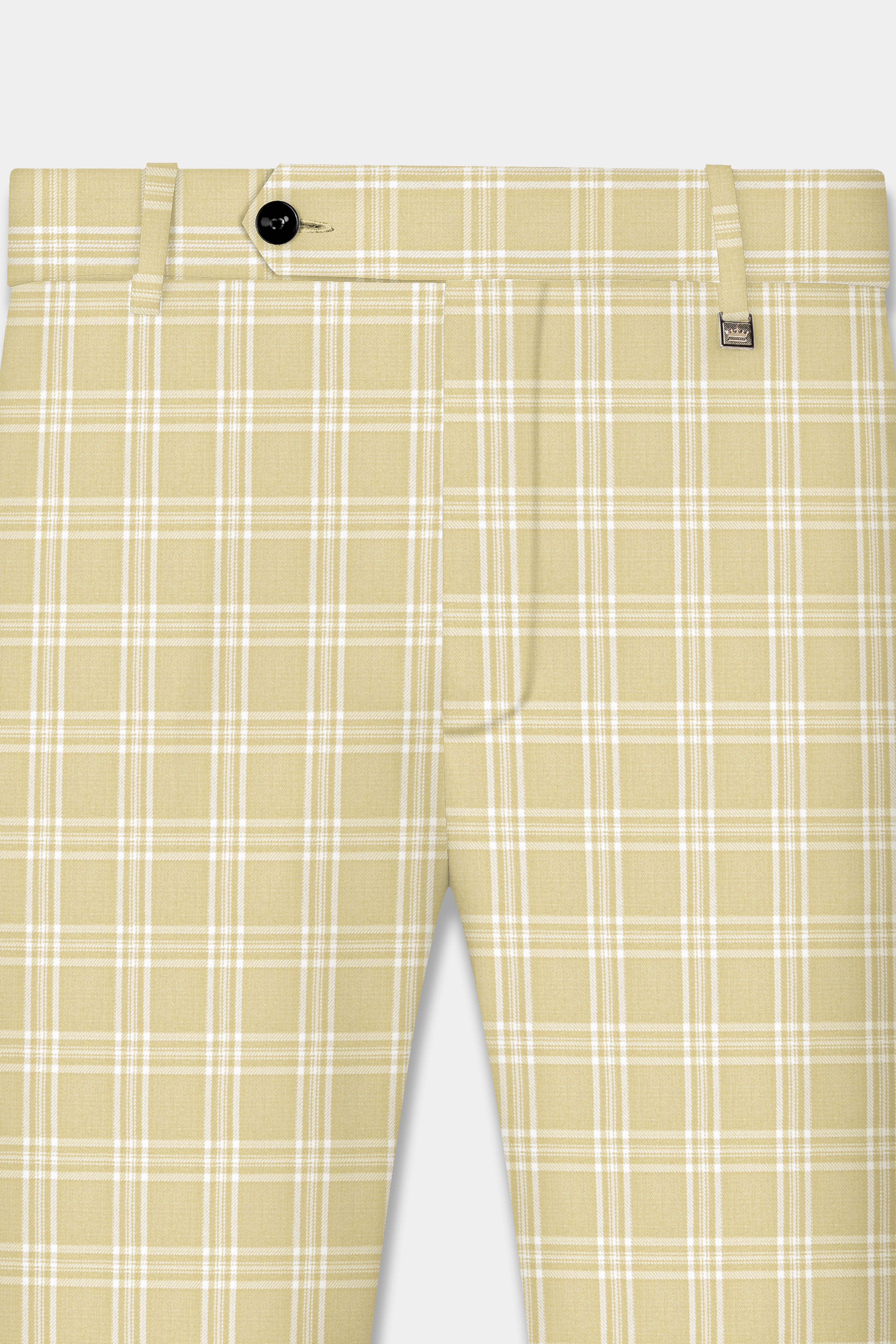 Desert Sand Cream Plaid Wool Blend Pant