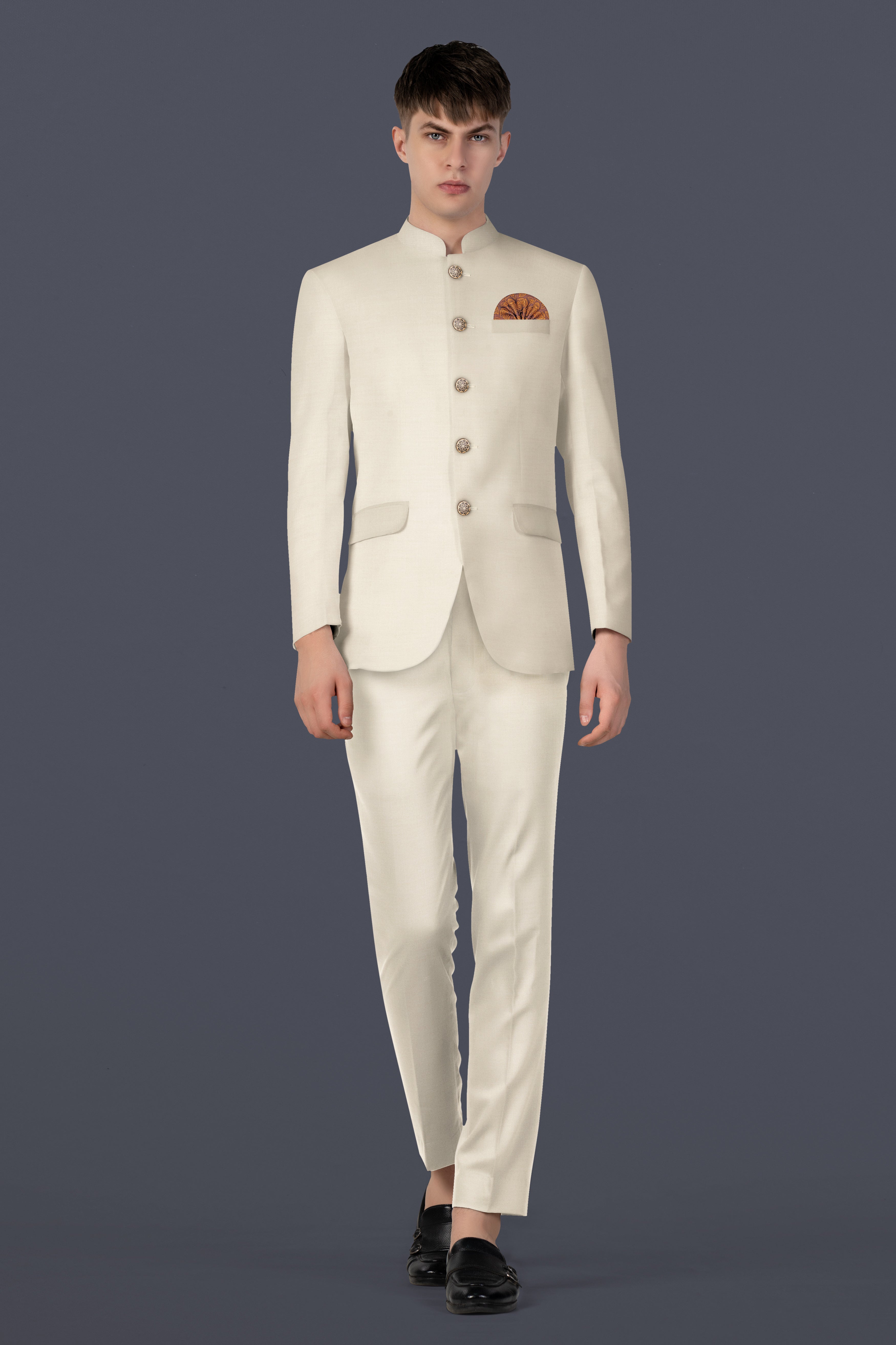 Moon Mist Cream Solid Wool Blend Pant