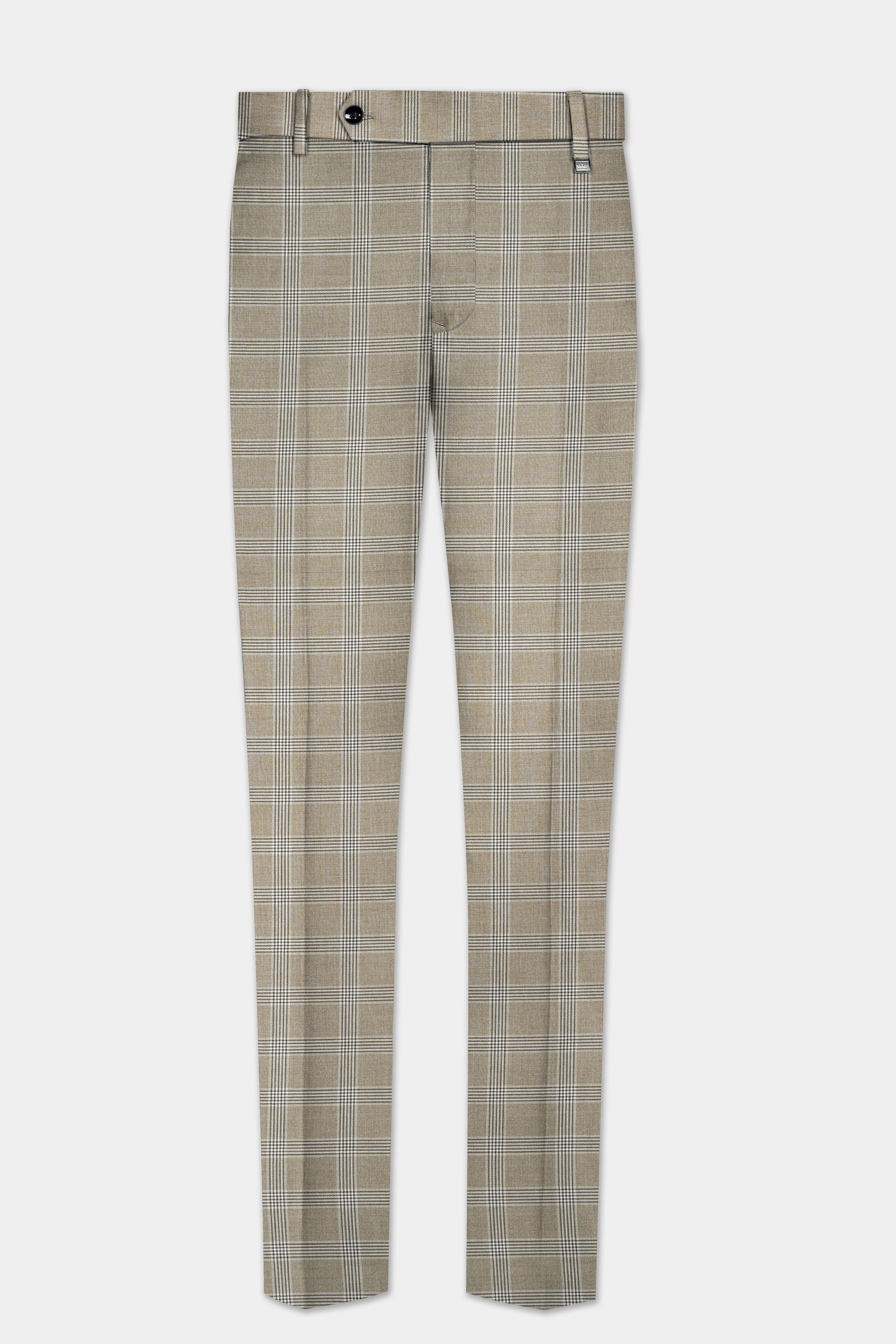 Sandrift Cream Plaid Wool Blend Pant