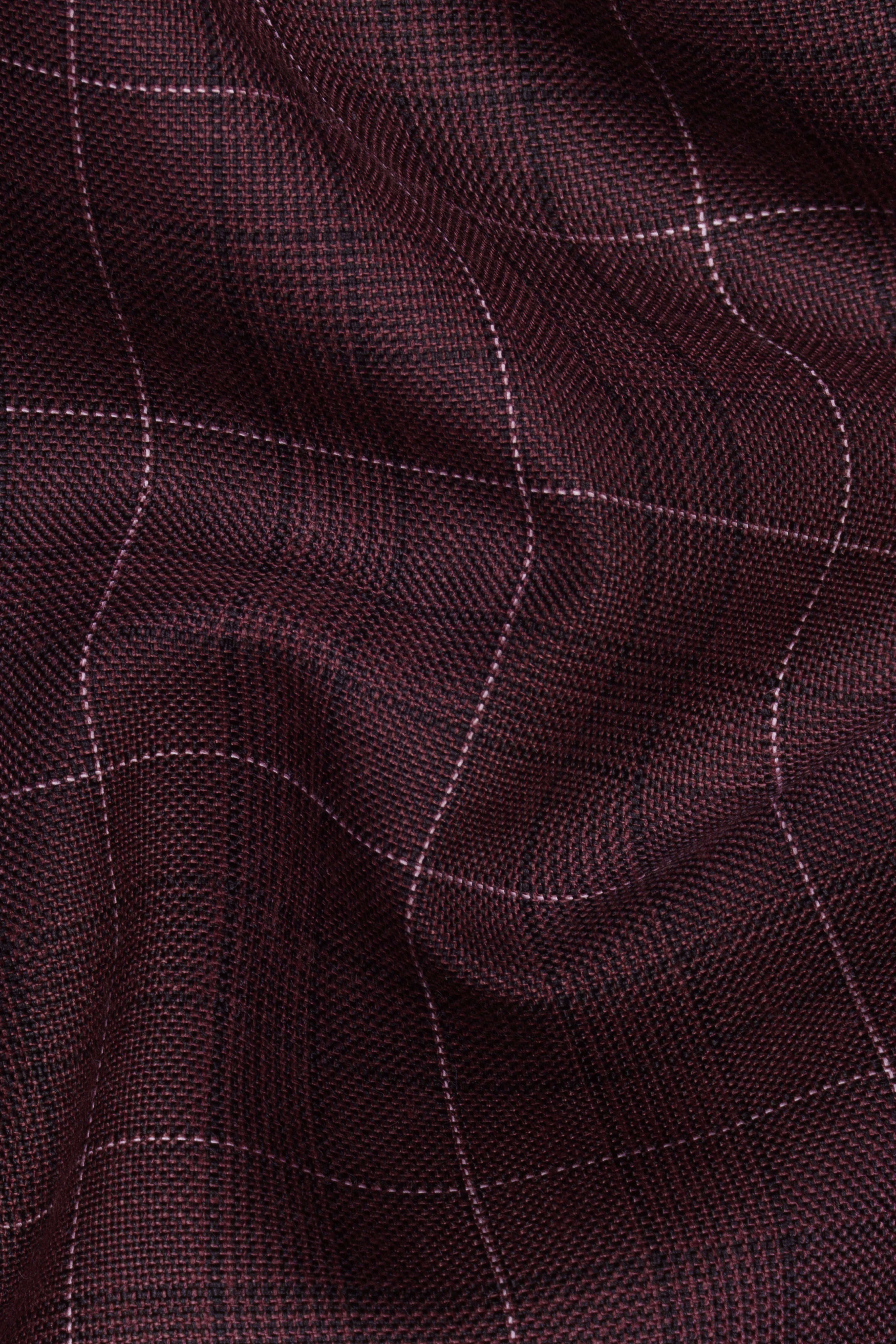 Iroko maroon Windowpane Wool Rich Pant
