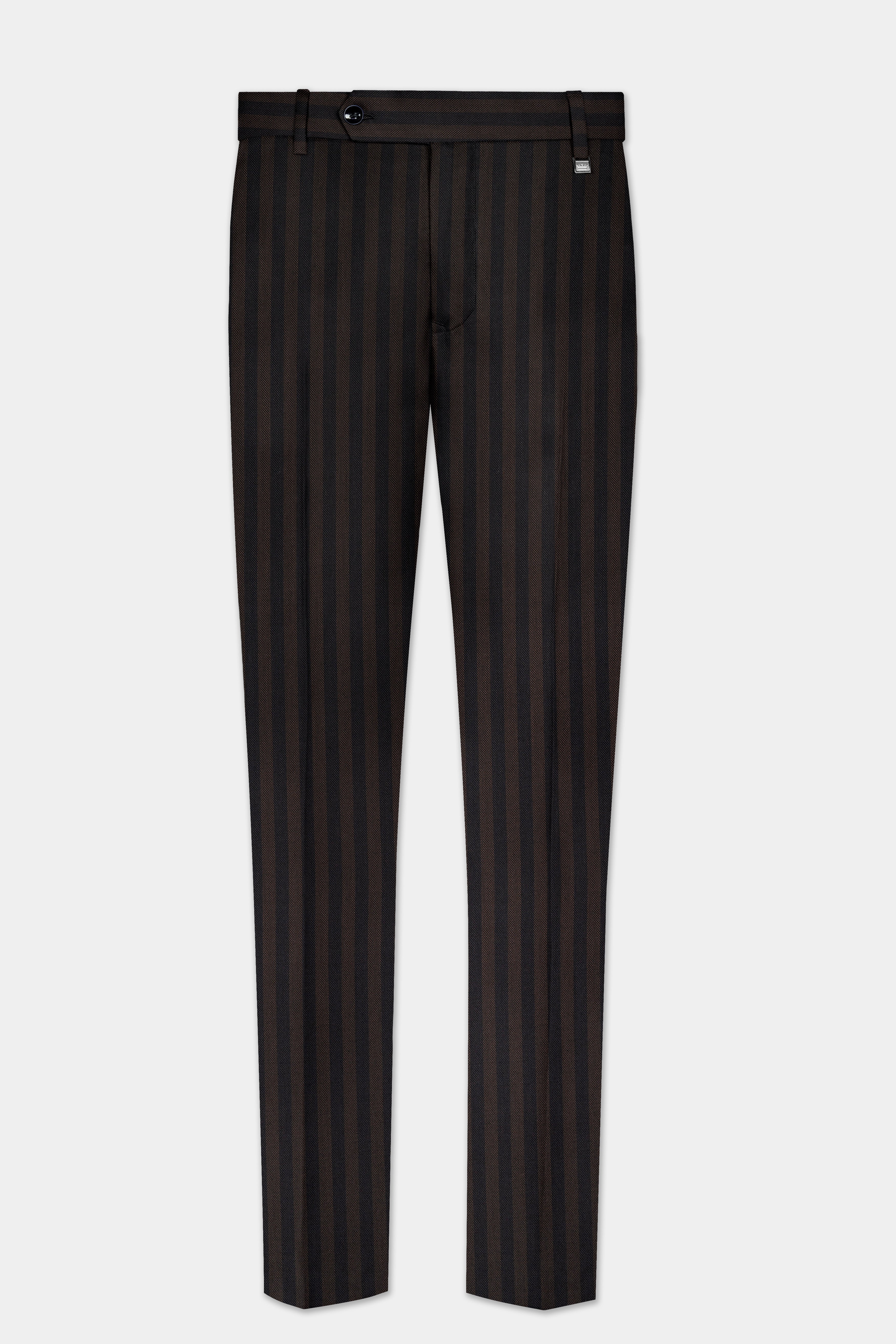 Eternity Brown With Vulcan Black Striped Wool Blend Pant