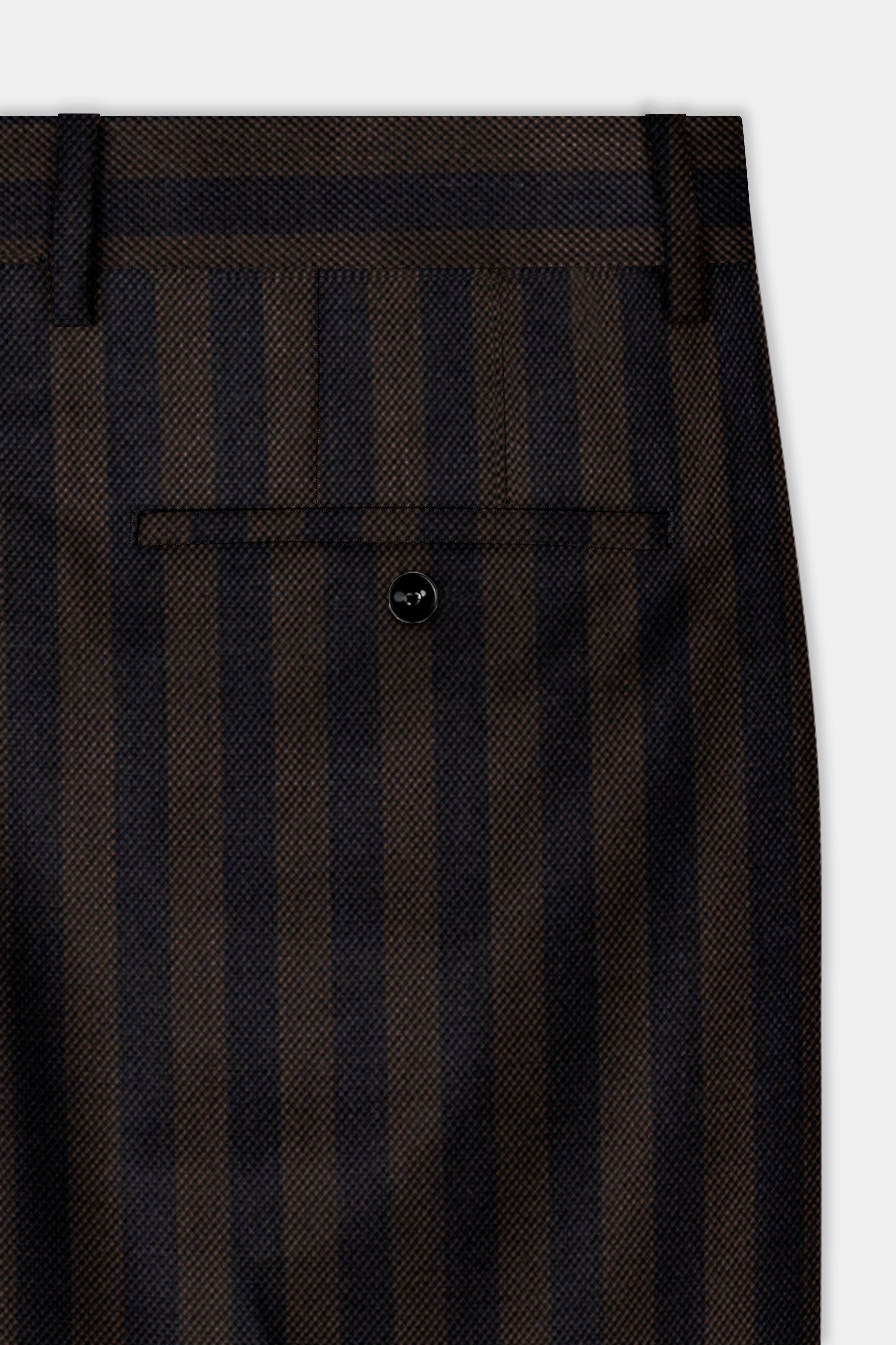 Eternity Brown With Vulcan Black Striped Wool Blend Pant