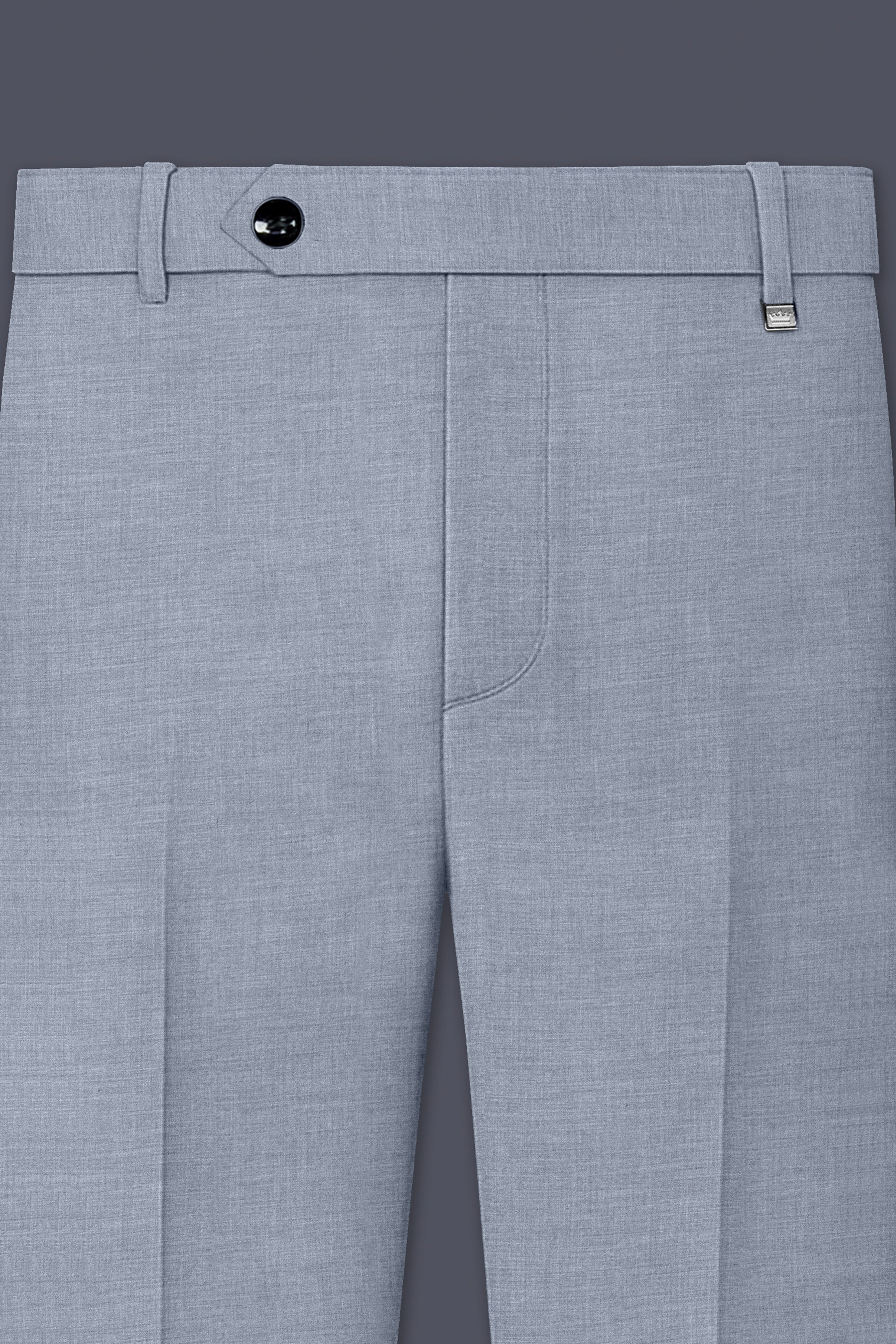 Manatee Gray Textured Wool Rich Stretchable Waistband Pant
