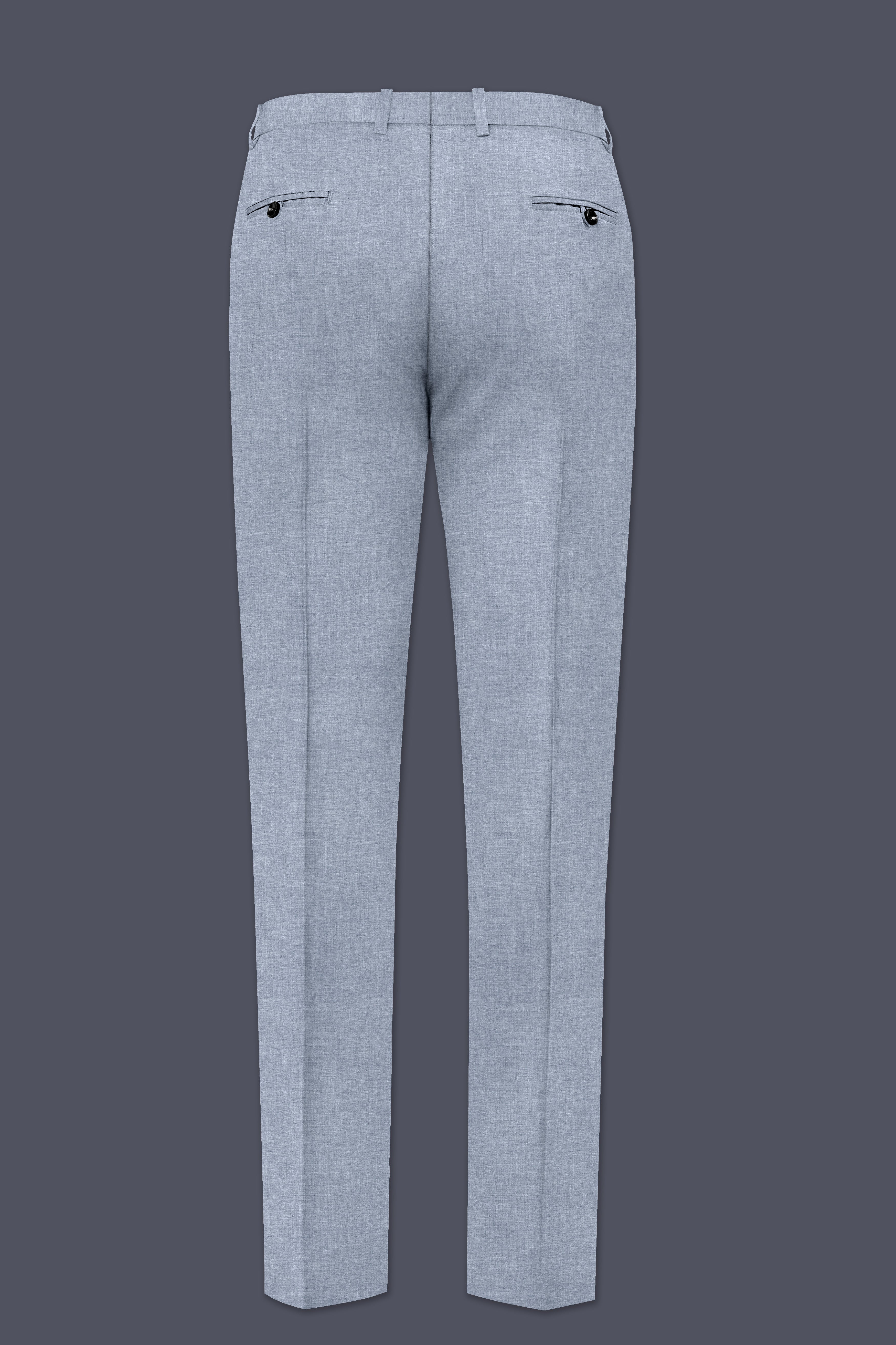 Manatee Gray Textured Wool Rich Stretchable Waistband Pant