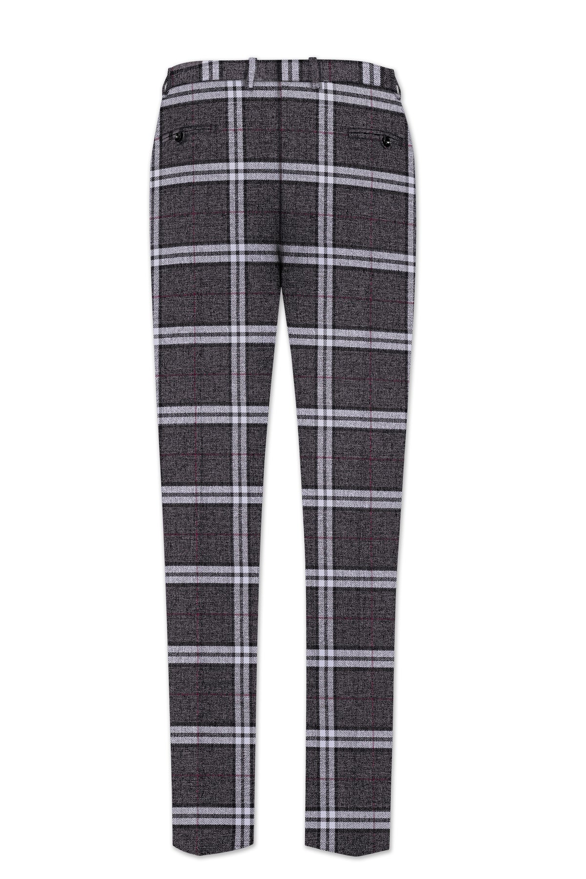 Granite Gray Plaid Wool Rich Stretchable Waistband Pant
