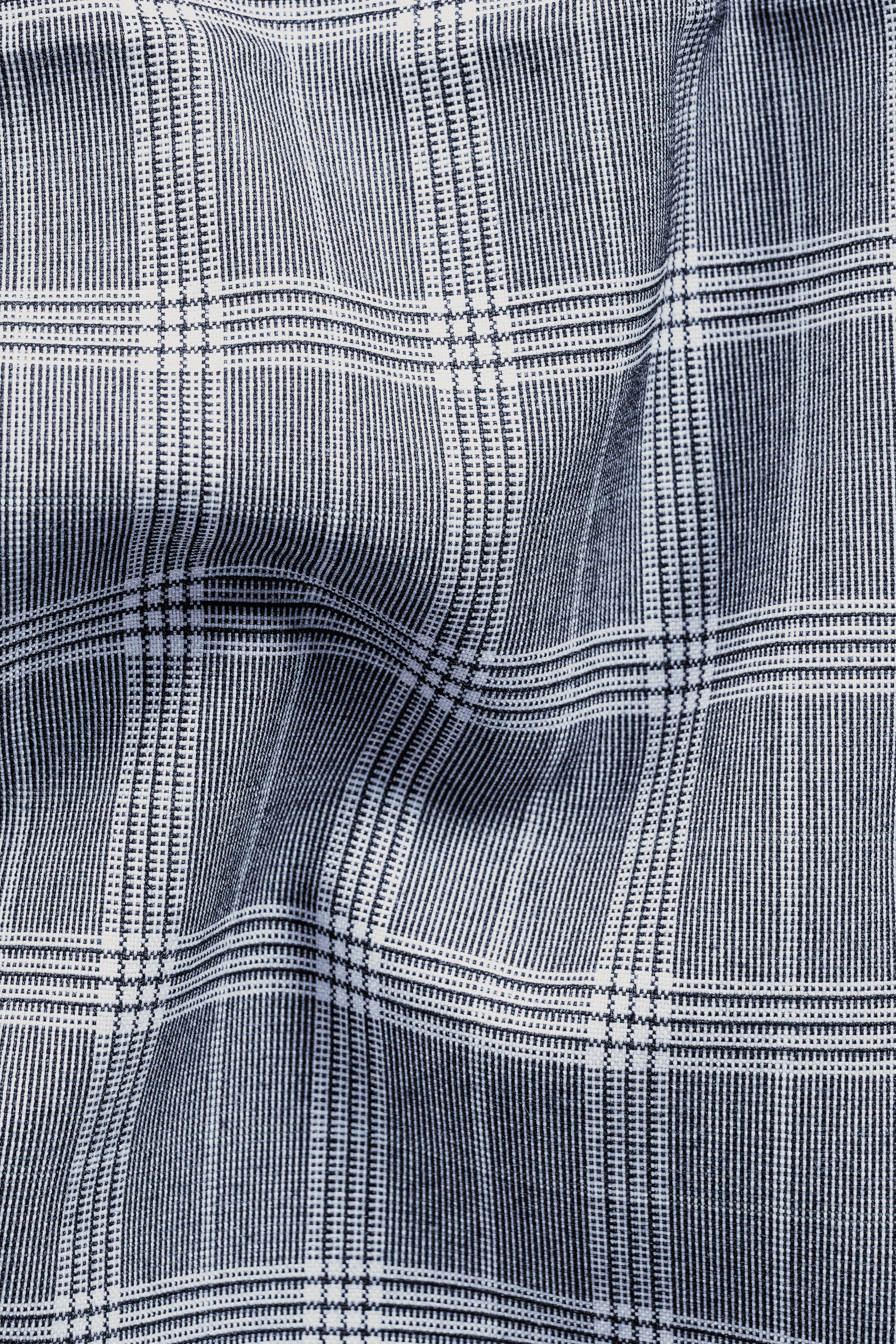 Mountain Mist Blue Plaid Wool Rich Stretchable Waistband Pant