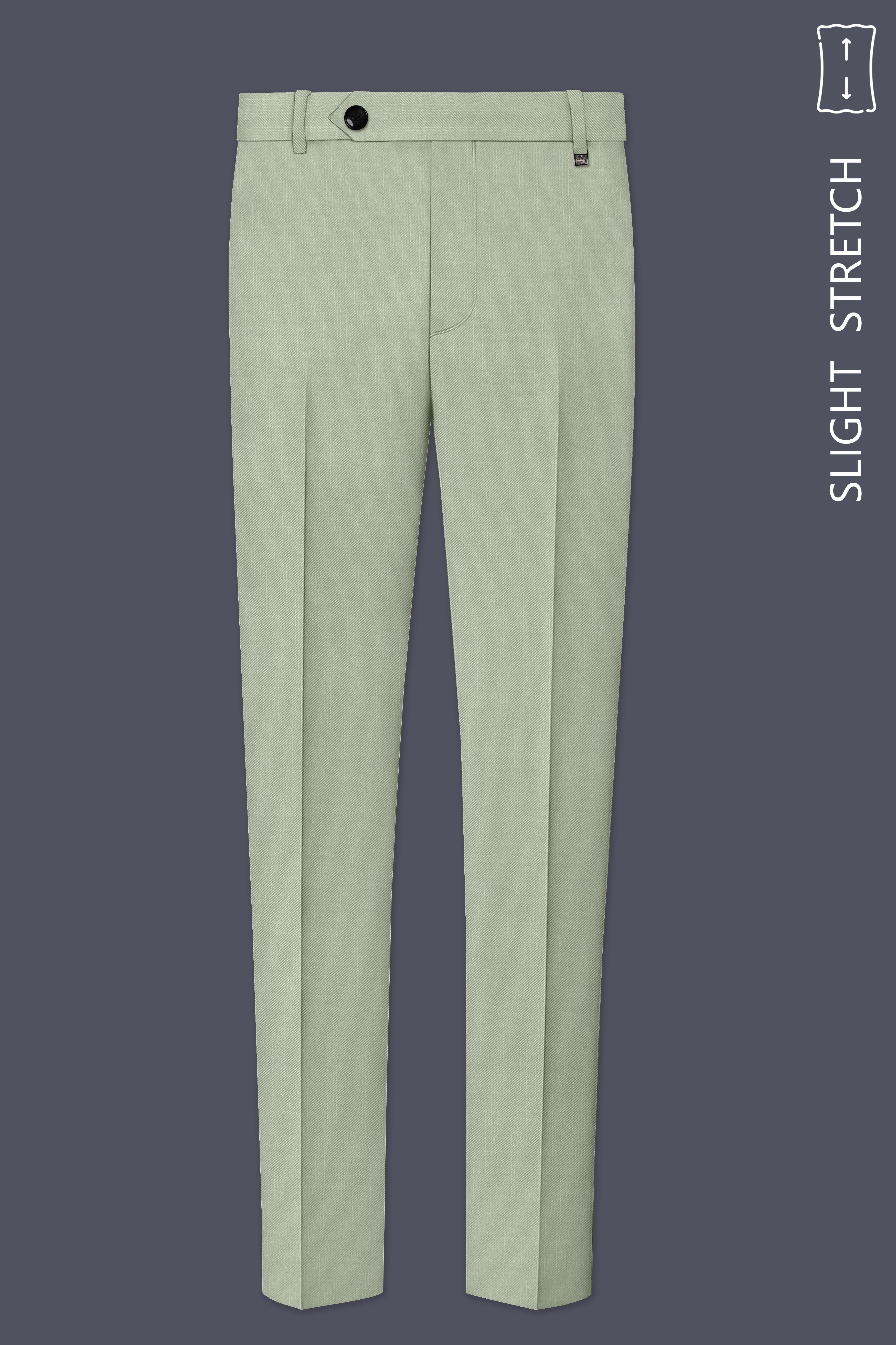Spanish Green Solid Wool Rich Slight Stretch Waistband Pant