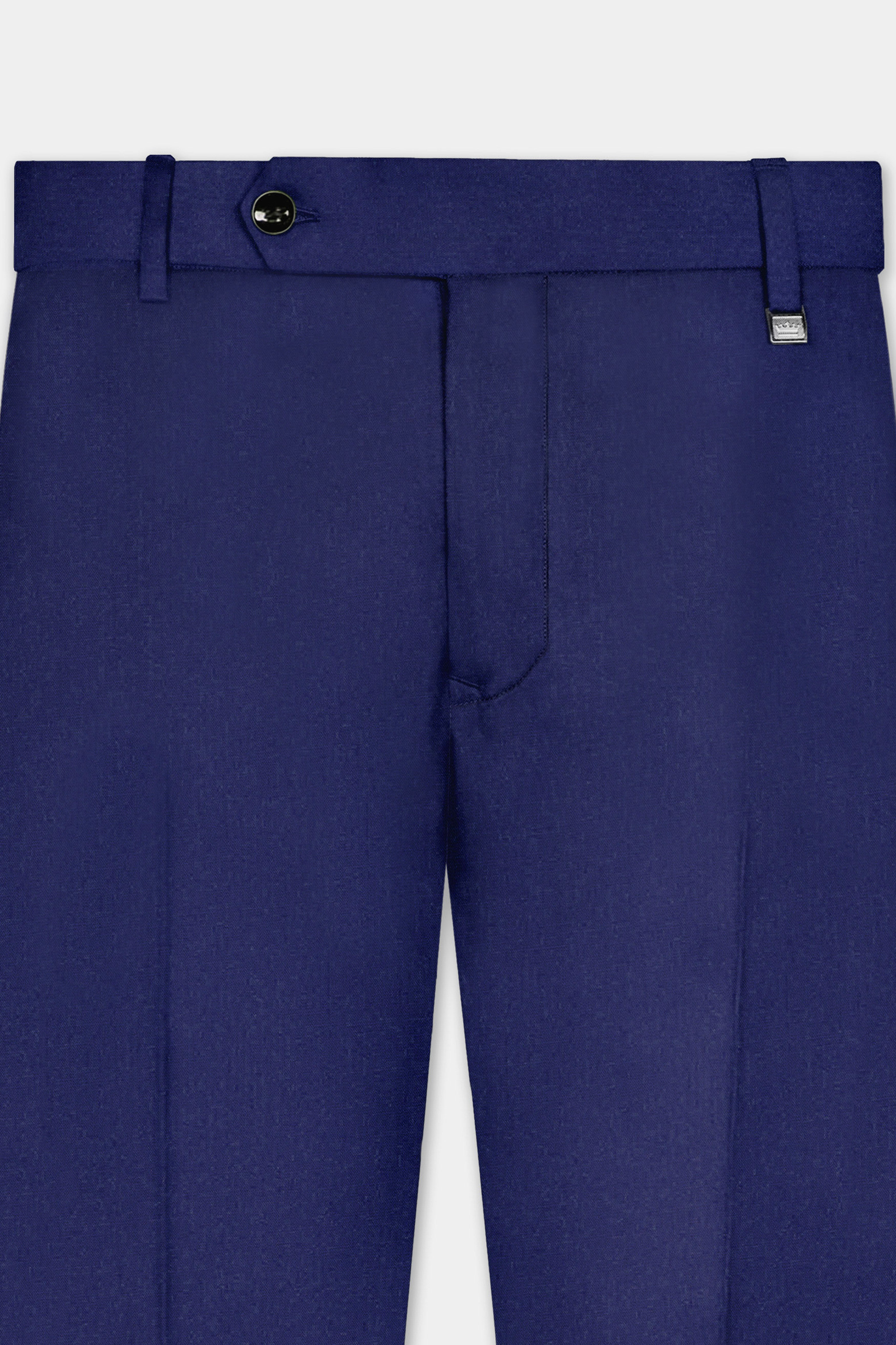 Celestia-Blue Solid Wool Rich Slight Stretch Waistband Pant