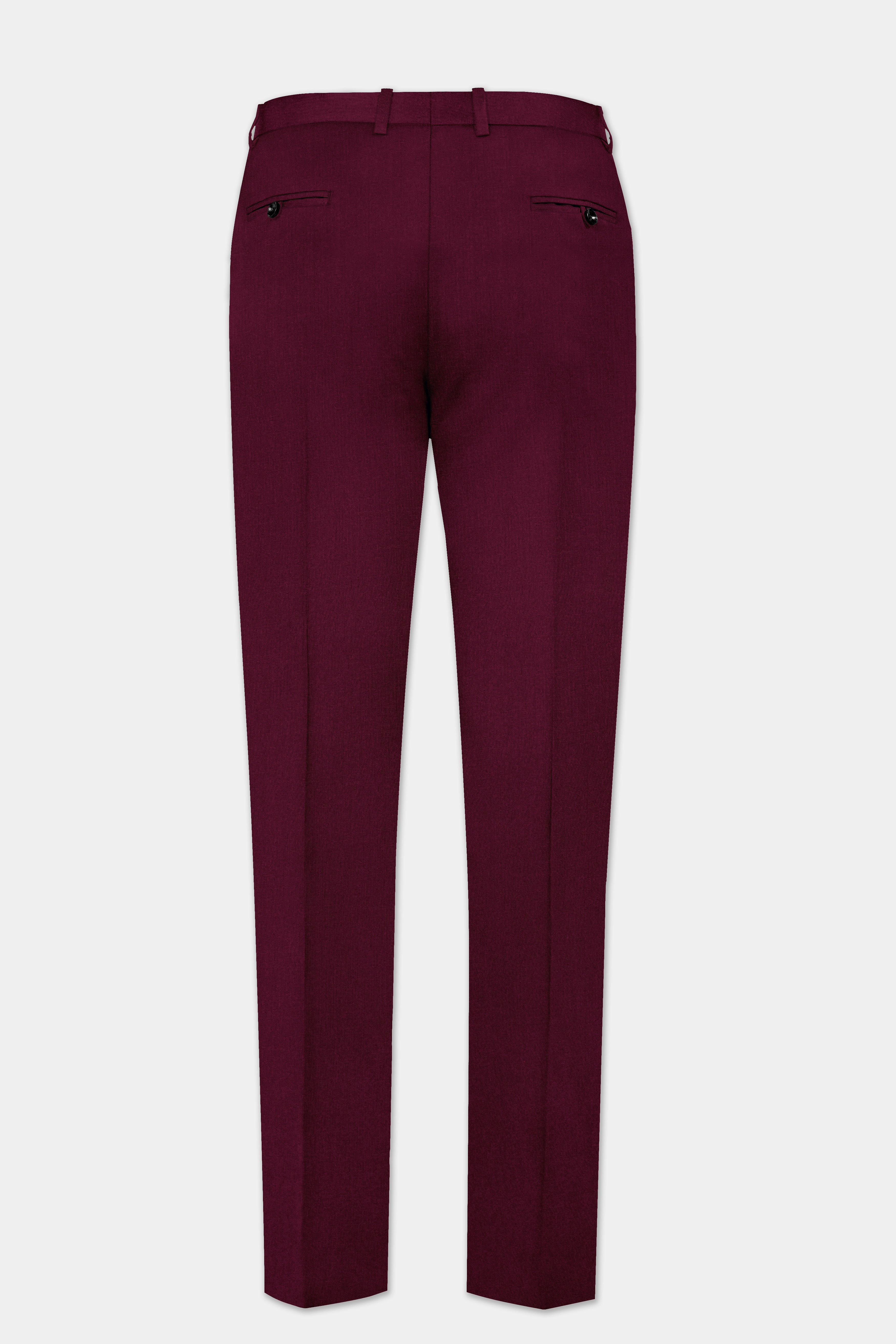Regal Maroon-Tamarind Solid Wool Rich Slight Stretch Waistband Pant
