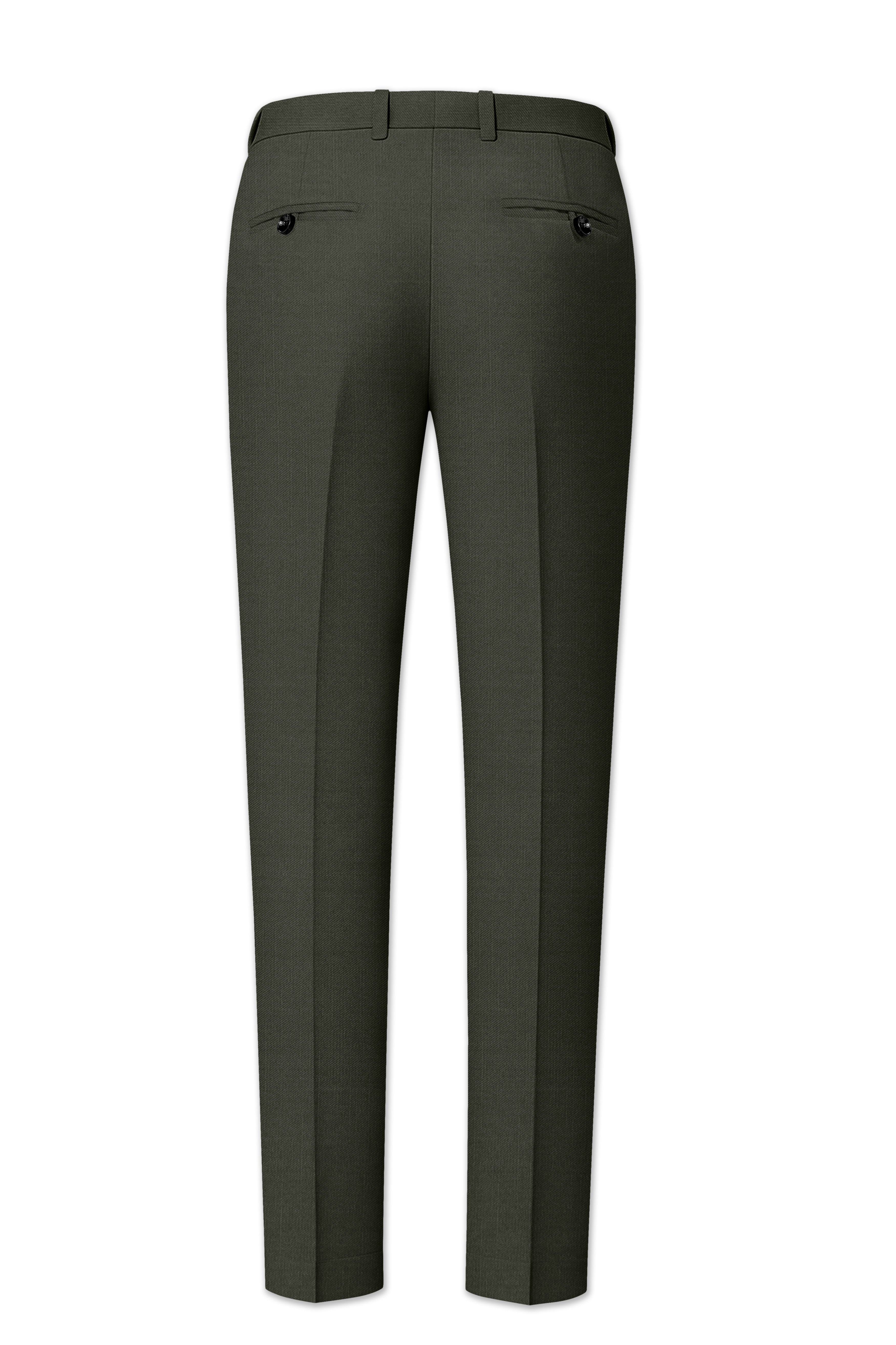 Verdant Majesty-Juniper Green Solid Wool Rich Slight Stretch Waistband Pant