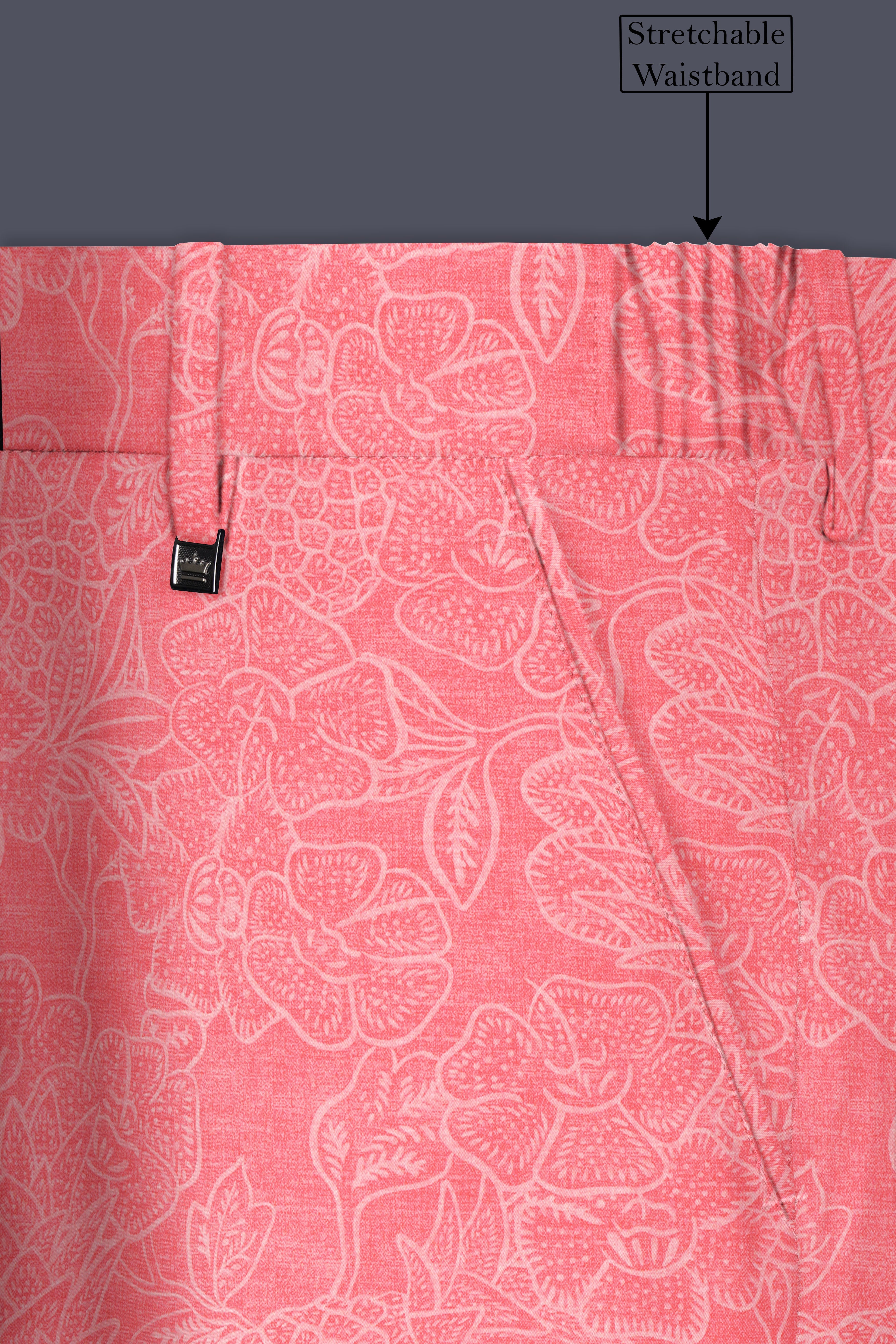 Springtide-Geraldine Pink Floral Printed Cotton Stretchable Waistband Pant