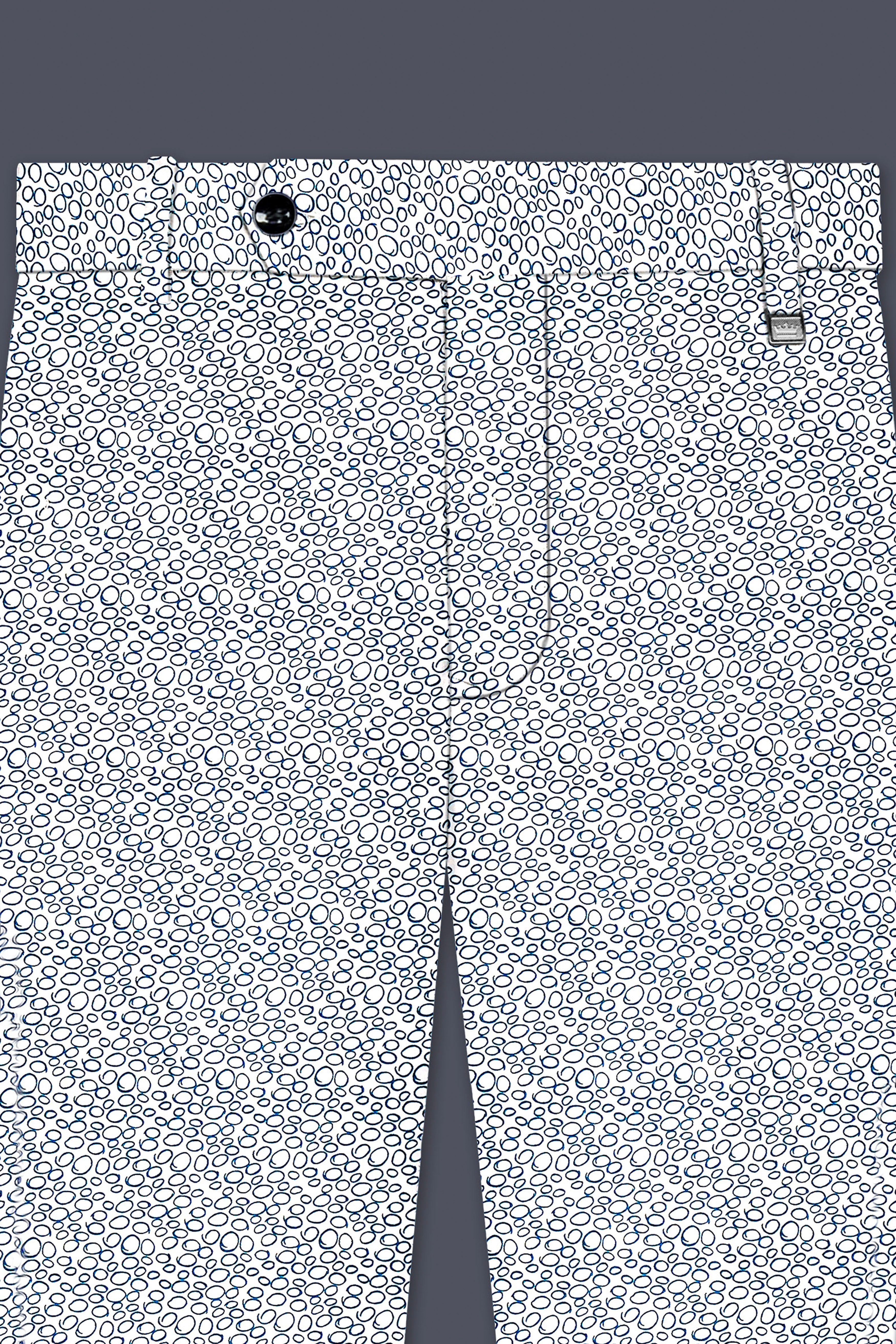 Azure Mist-Bright White And Stratos Blue Printed Cotton Stretchable Waistband Pant