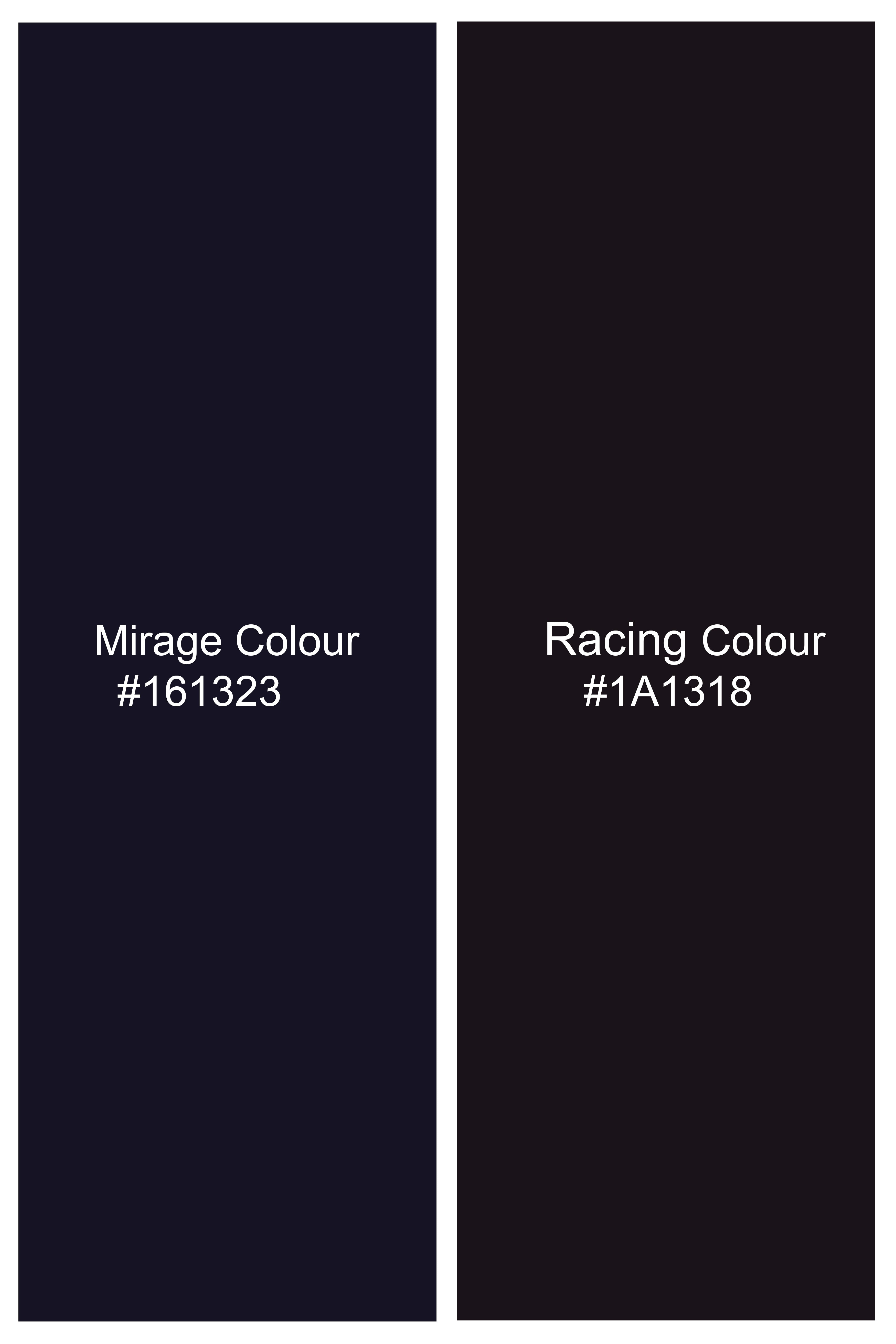 Racing-Mirage Blue And Recing Brown Plaid Wool Rich Stretchable Waistband Pant