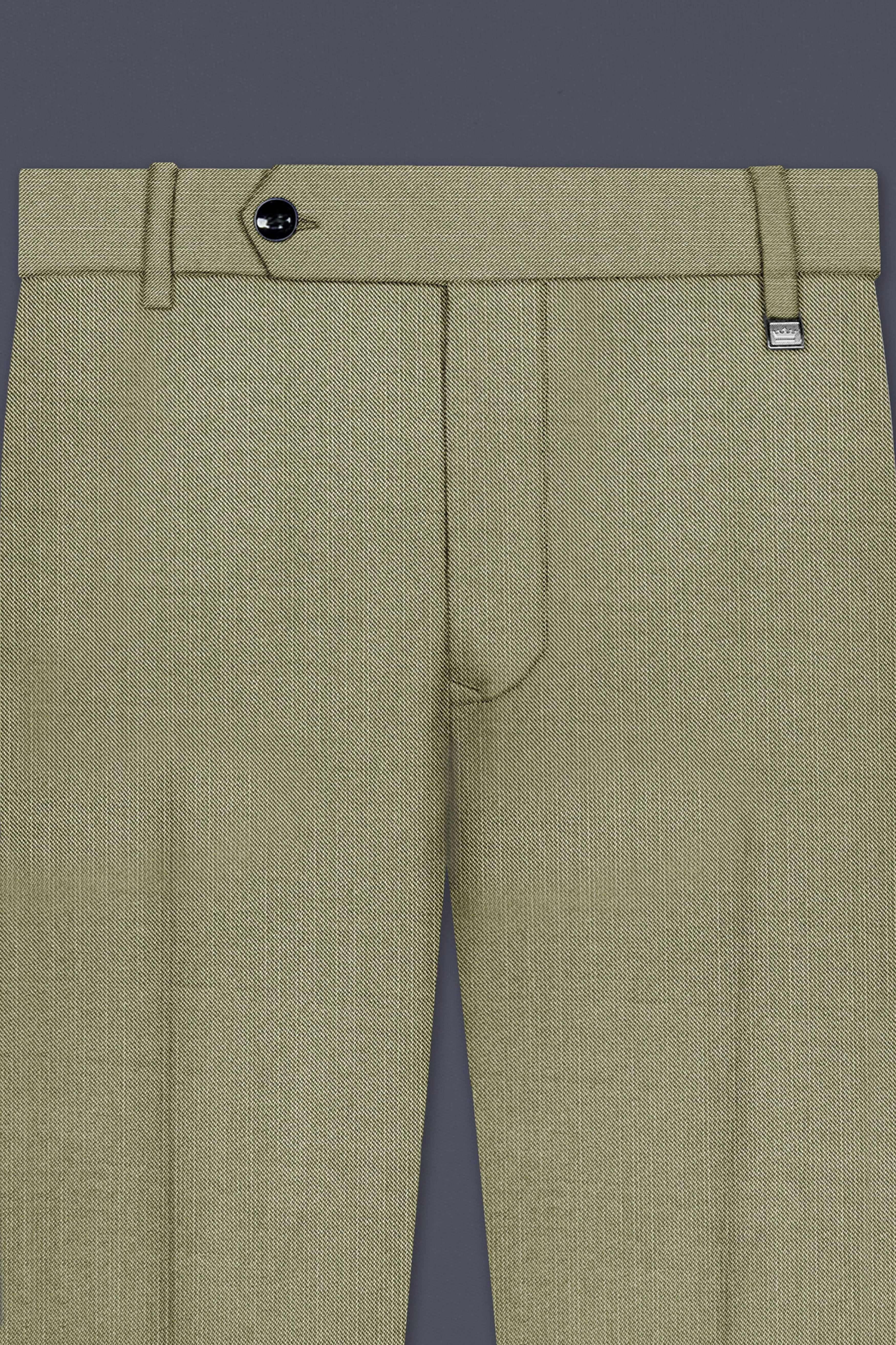 Citron-Lemon Grass Green Solid Wool Rich Slight Stretch Waistband Pant