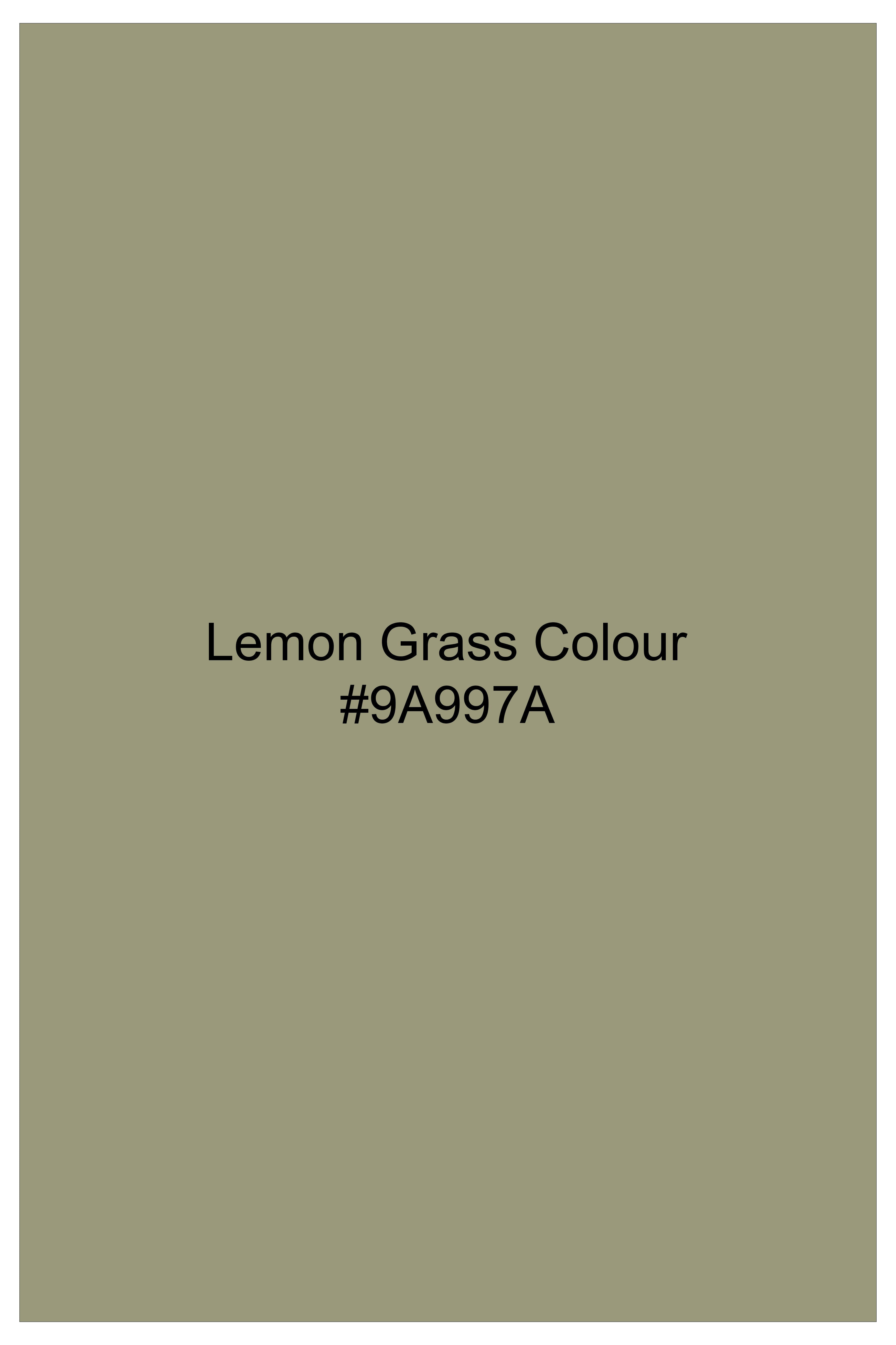 Citron-Lemon Grass Green Solid Wool Rich Slight Stretch Waistband Pant