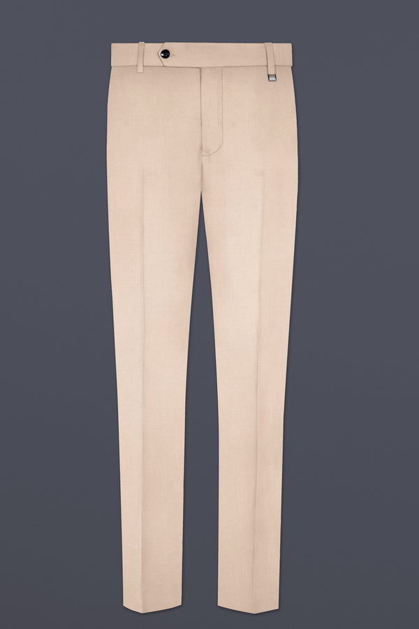 Almond Cream Solid Cotton Stretchable Waistband Pant