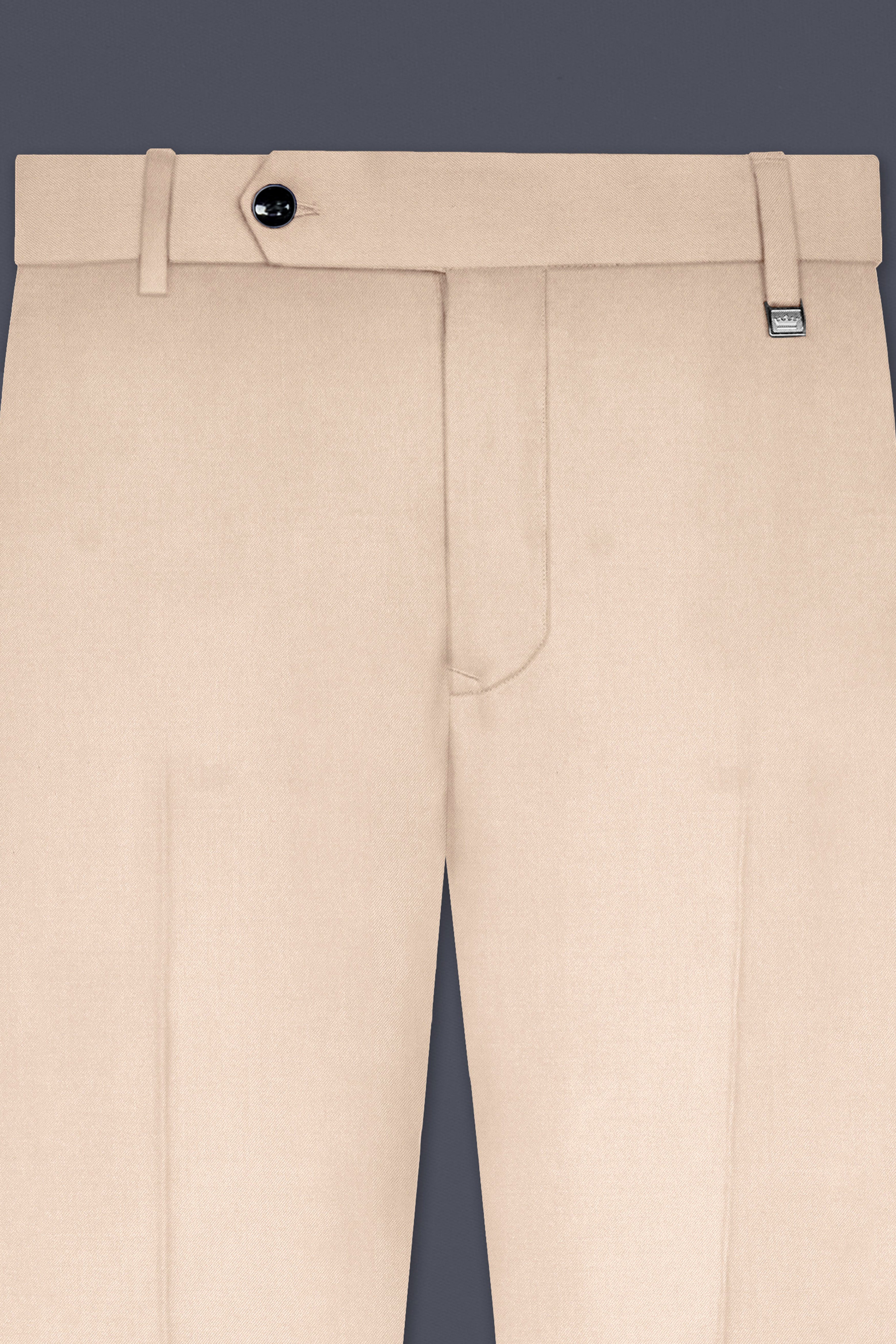 Almond Cream Solid Cotton Stretchable Waistband Pant
