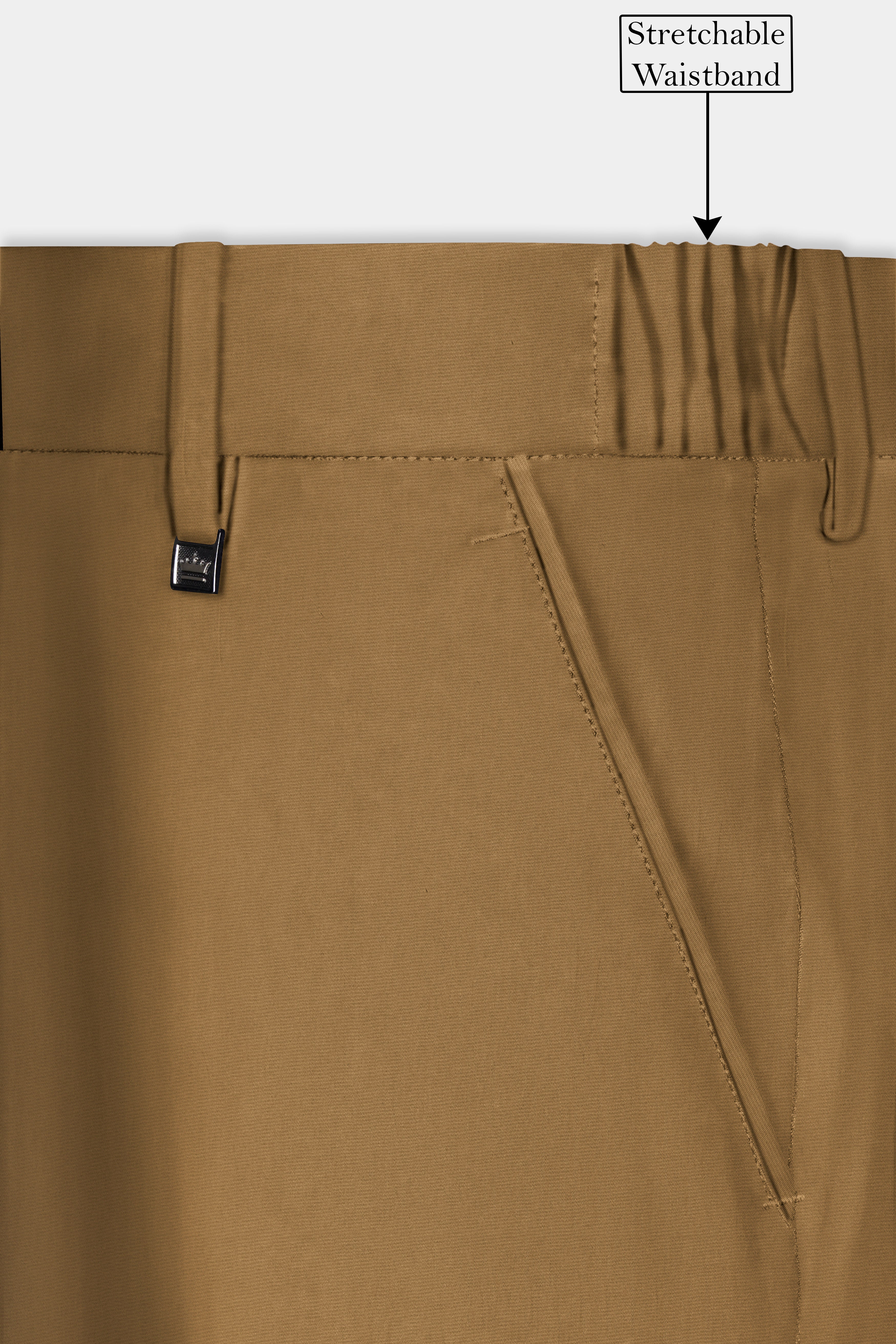 Roman Coffee Brown Solid Wool Rich Stretchable Waistband Pant