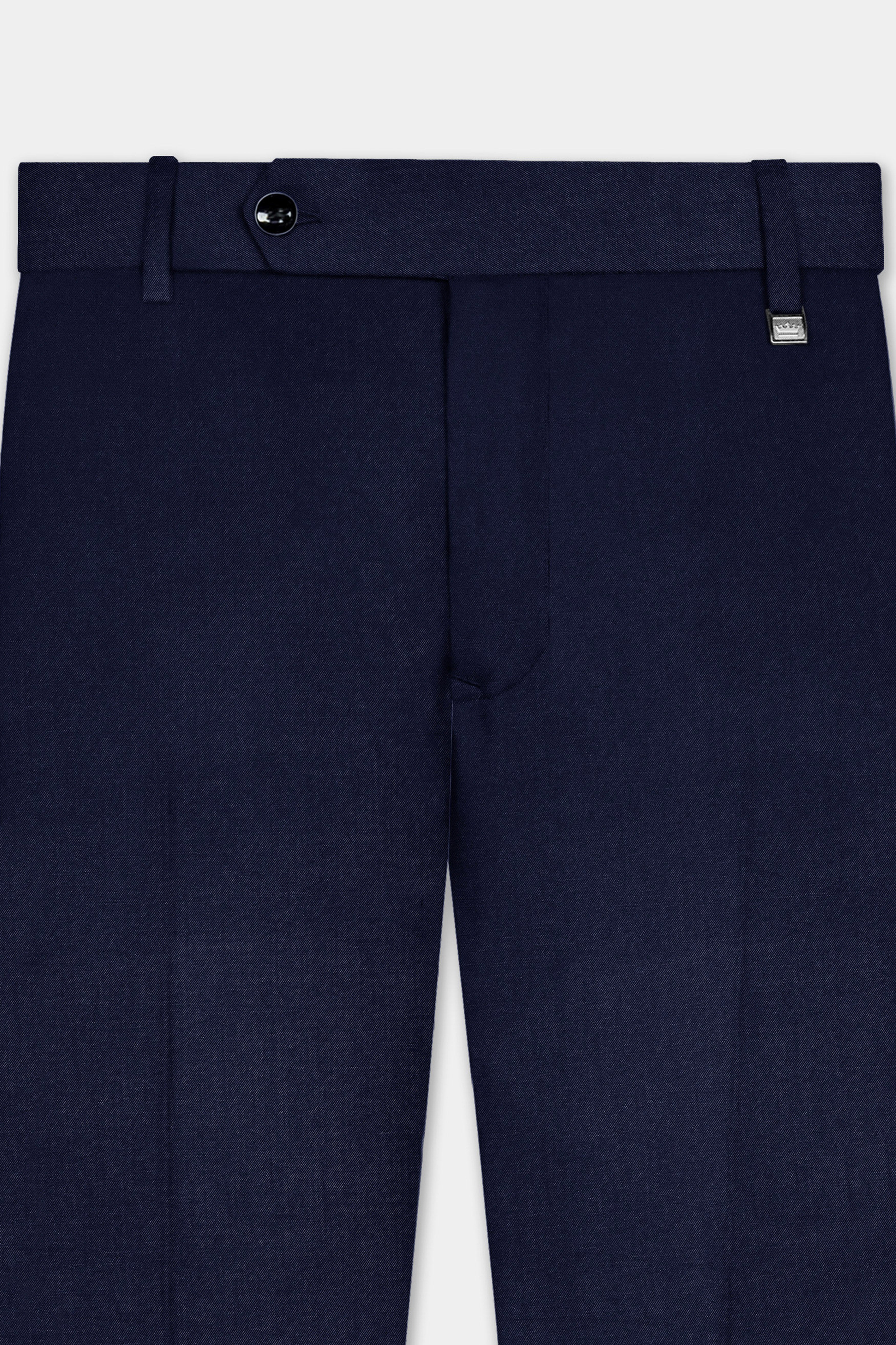 Cinder Blue Solid Cotton Stretchable Waistband Pant