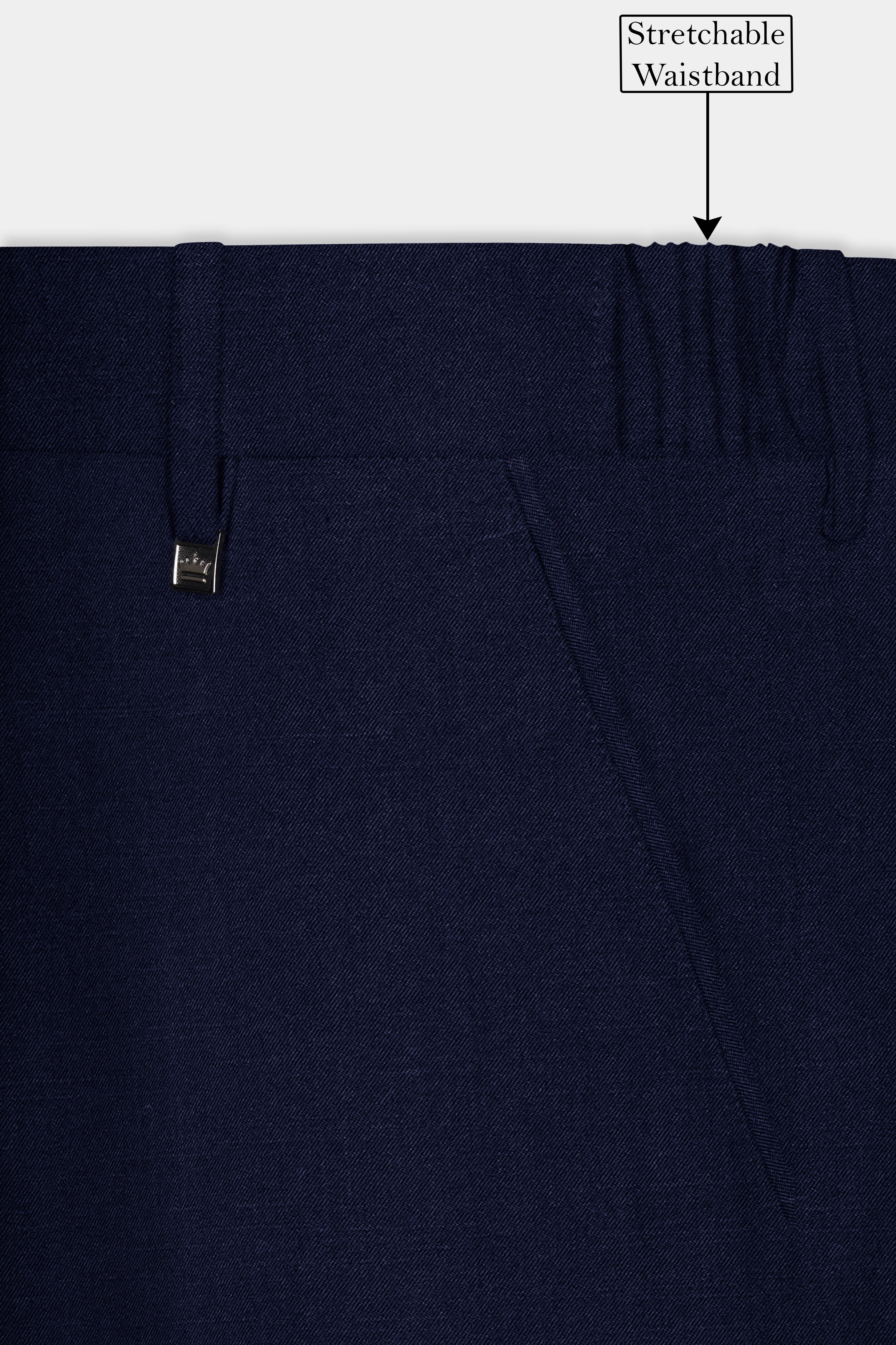 Cinder Blue Solid Cotton Stretchable Waistband Pant