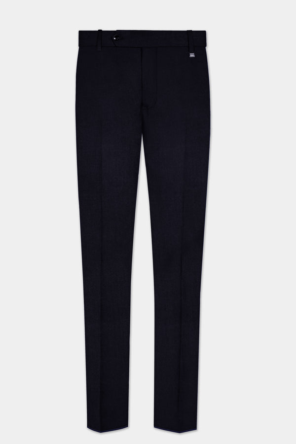 Vulcan Blue Solid Wool Rich Stretchable Waistband Pant