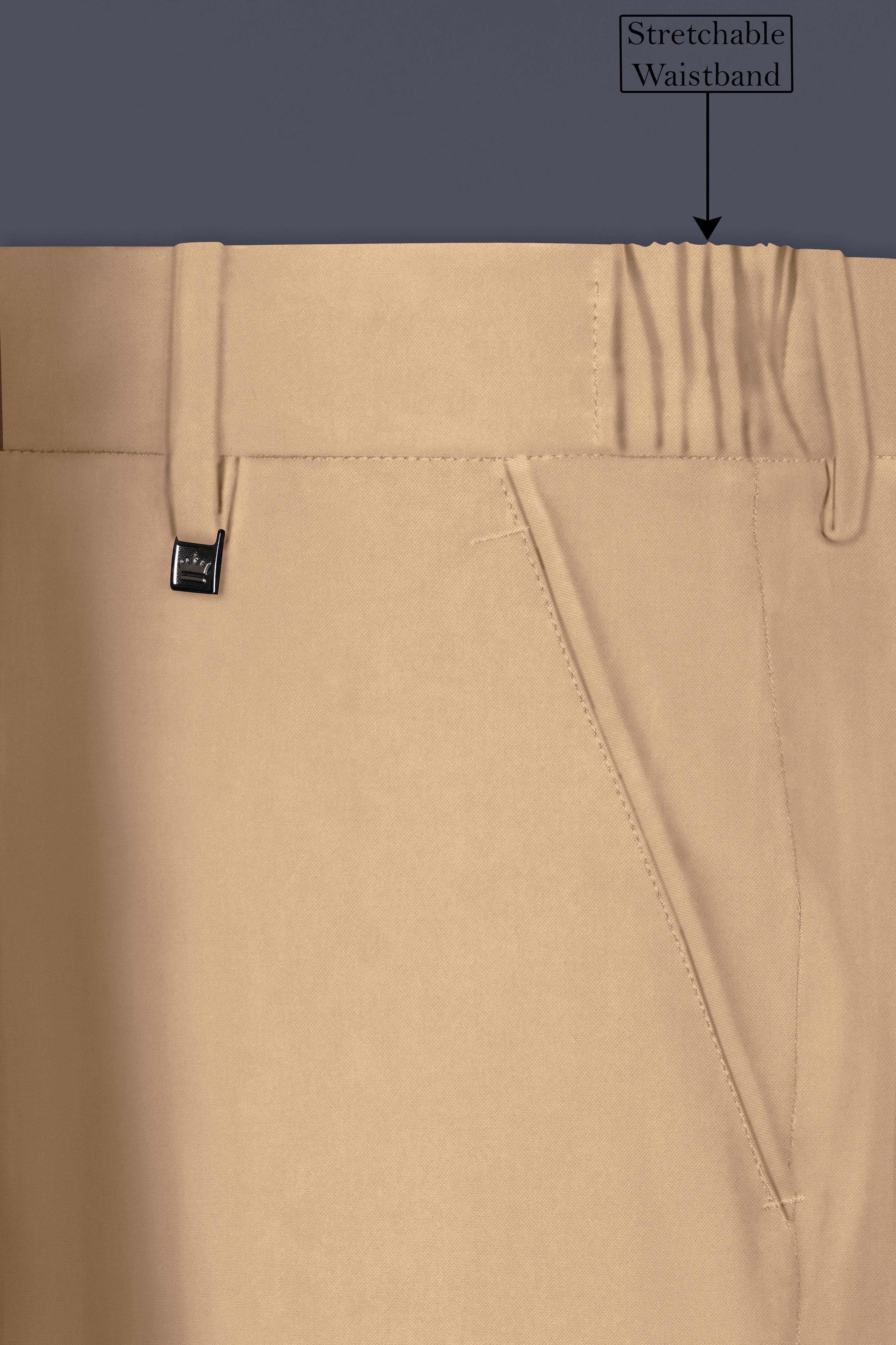 Cameo Cream Solid Cotton Stretchable Waistband Pant